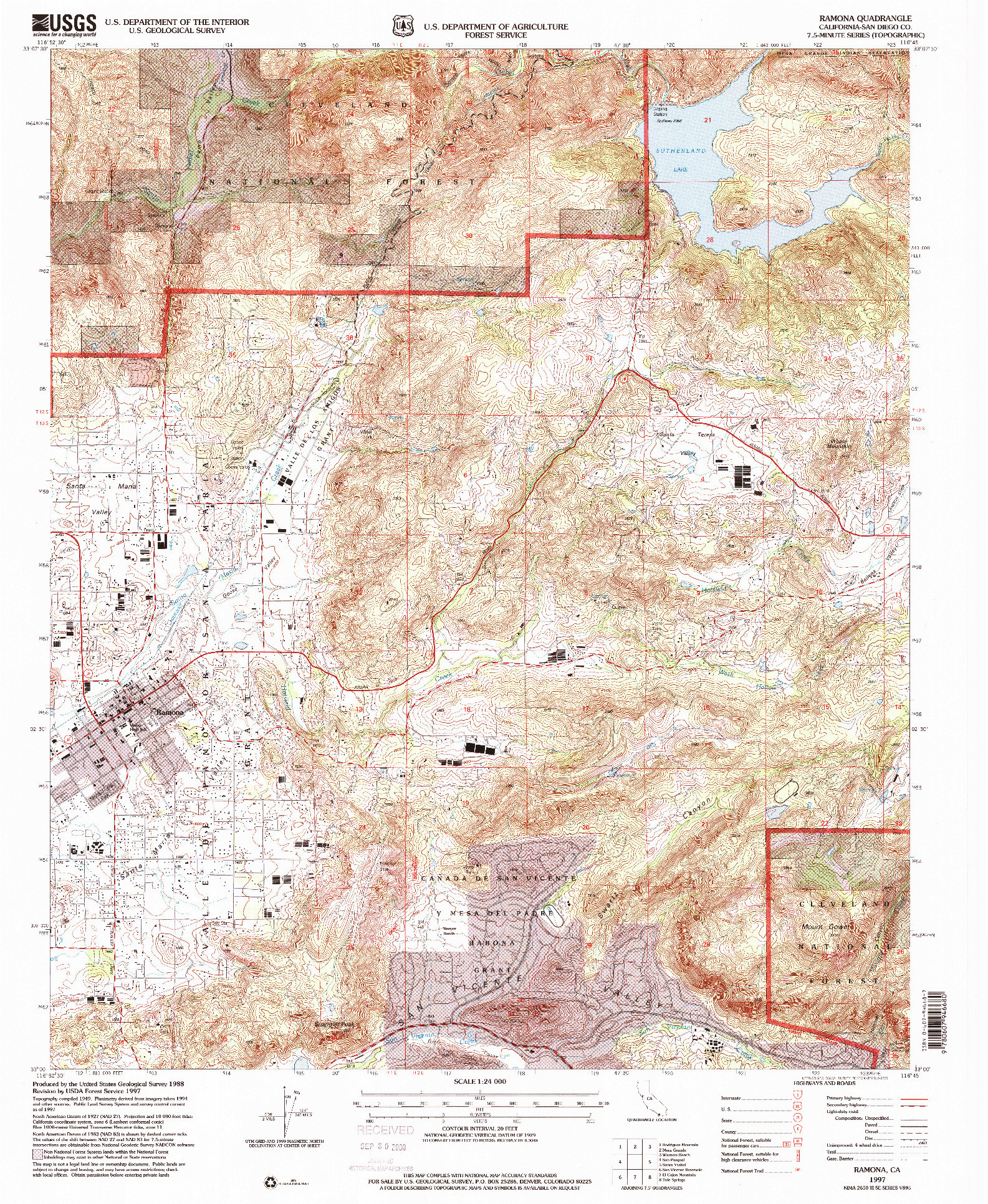 USGS 1:24000-SCALE QUADRANGLE FOR RAMONA, CA 1997