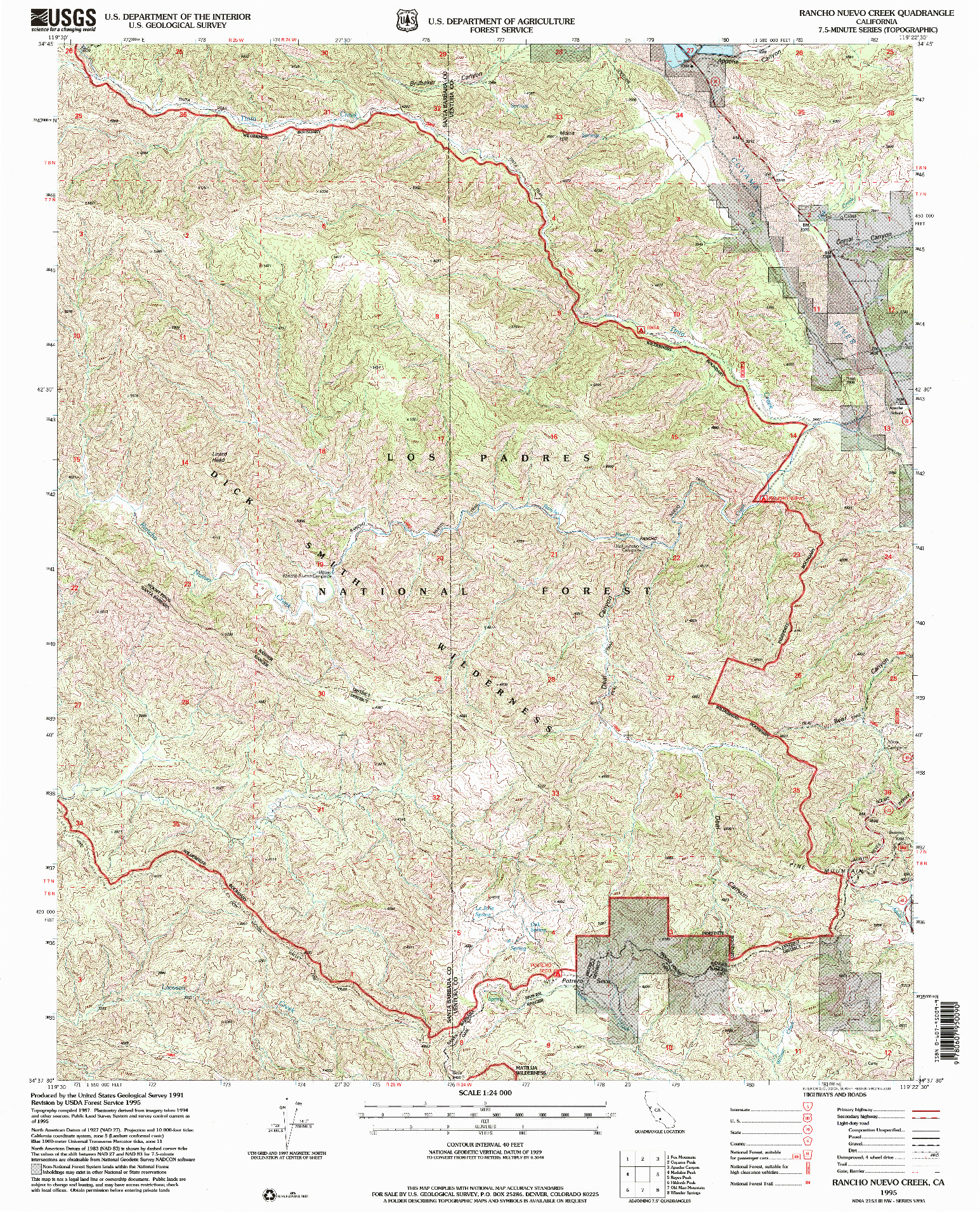 USGS 1:24000-SCALE QUADRANGLE FOR RANCHO NUEVO CREEK, CA 1995