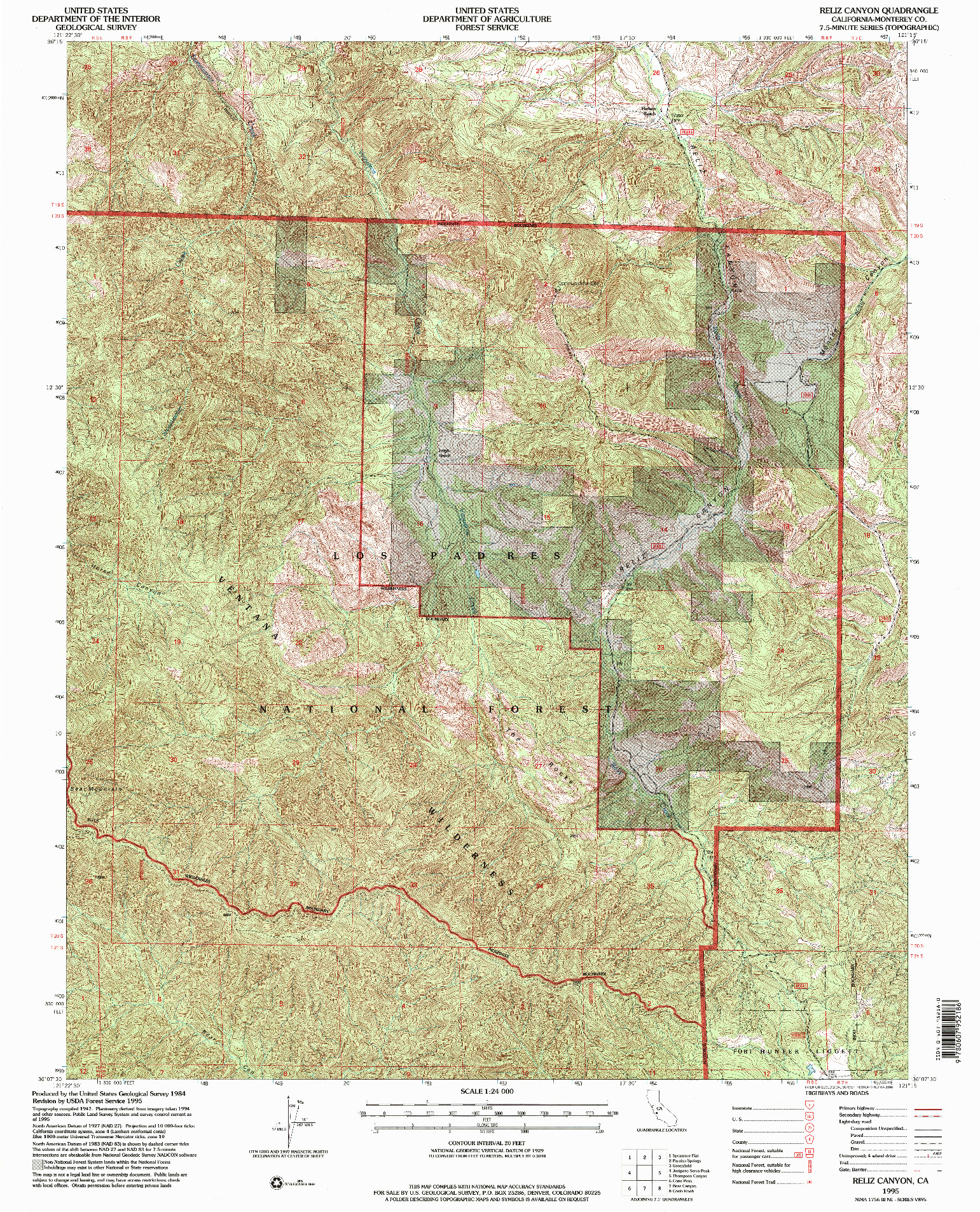 USGS 1:24000-SCALE QUADRANGLE FOR RELIZ CANYON, CA 1995