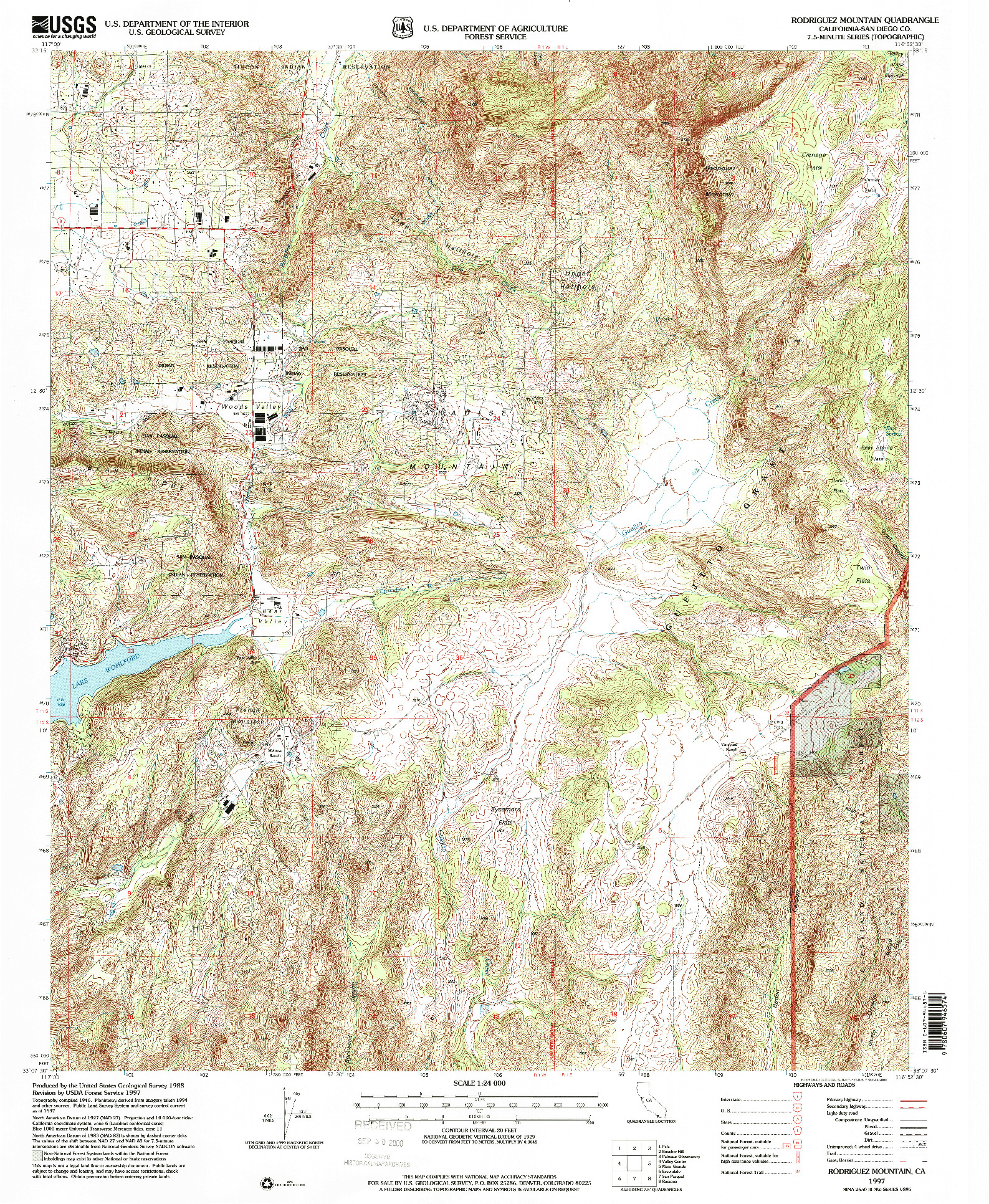 USGS 1:24000-SCALE QUADRANGLE FOR RODRIGUEZ MOUNTAIN, CA 1997