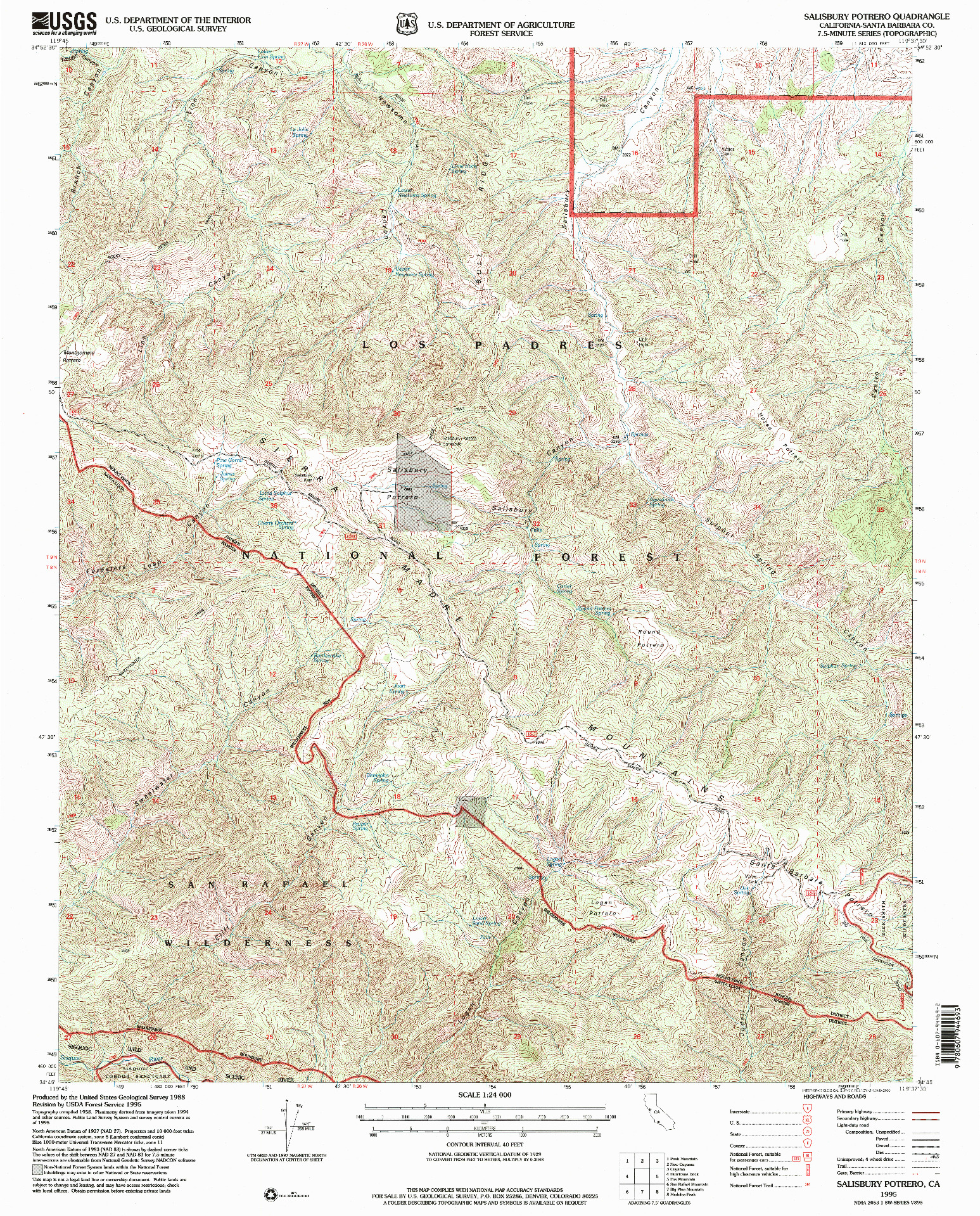 USGS 1:24000-SCALE QUADRANGLE FOR SALISBURY POTRERO, CA 1995