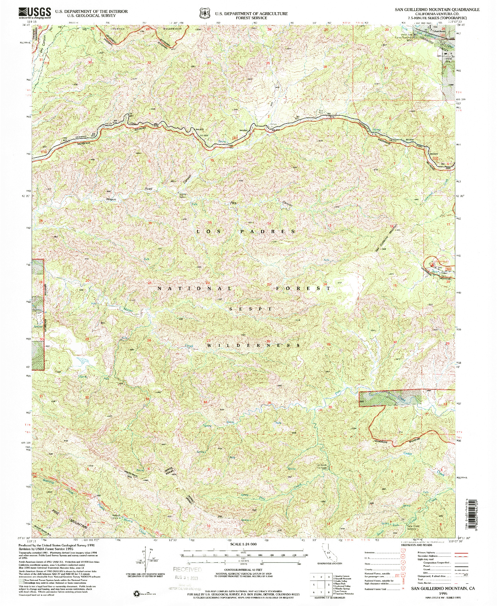USGS 1:24000-SCALE QUADRANGLE FOR SAN GUILLERMO MOUNTAIN, CA 1995