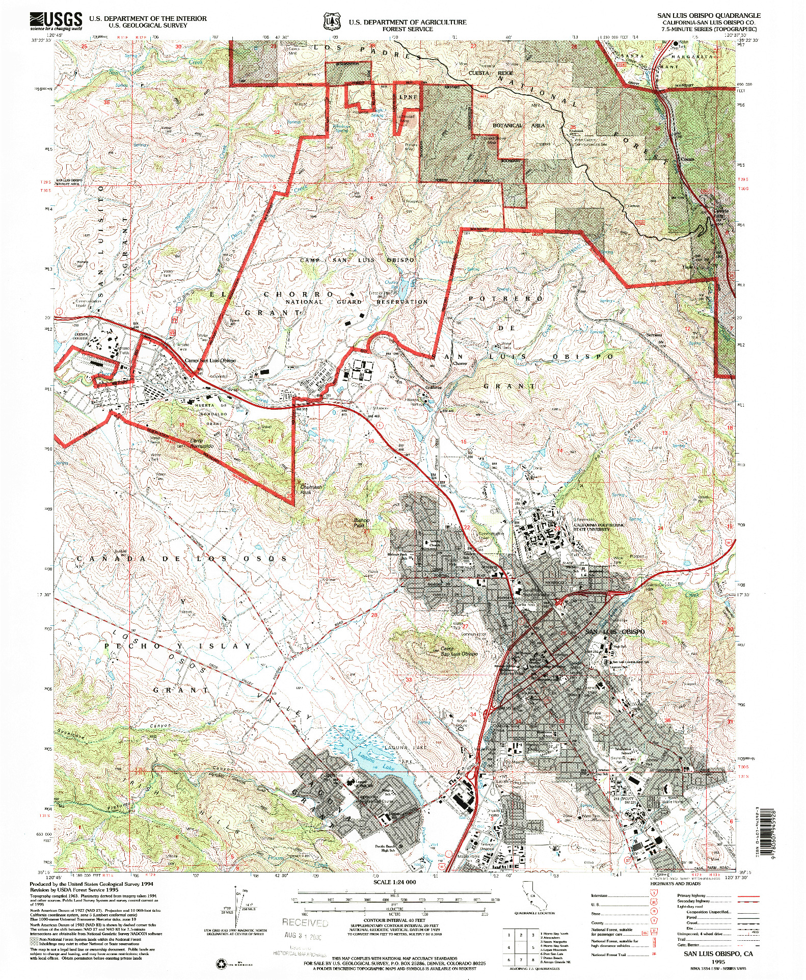 USGS 1:24000-SCALE QUADRANGLE FOR SAN LUIS OBISPO, CA 1995