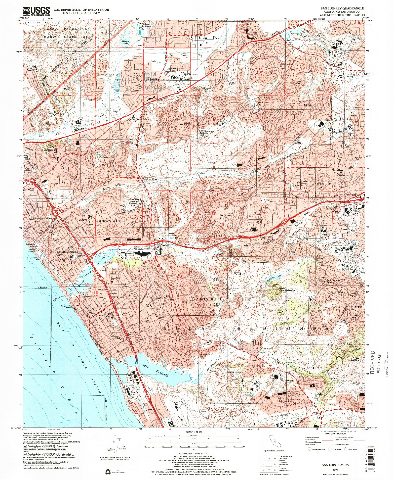 USGS 1:24000-SCALE QUADRANGLE FOR SAN LUIS REY, CA 1997