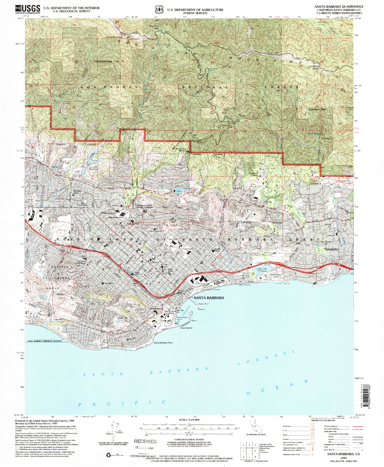 USGS 1:24000-SCALE QUADRANGLE FOR SANTA BARBARA, CA 1995