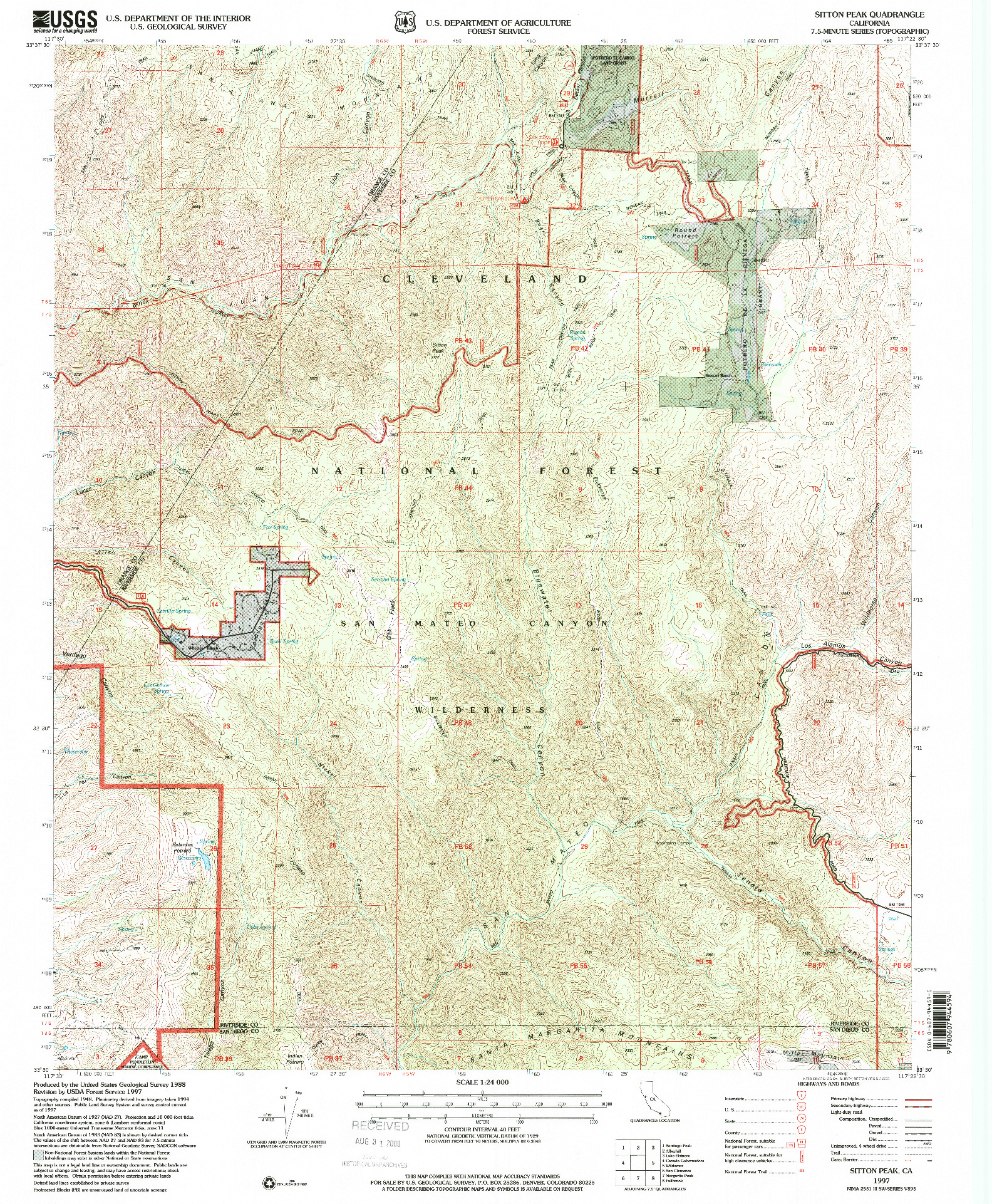 USGS 1:24000-SCALE QUADRANGLE FOR SITTON PEAK, CA 1997