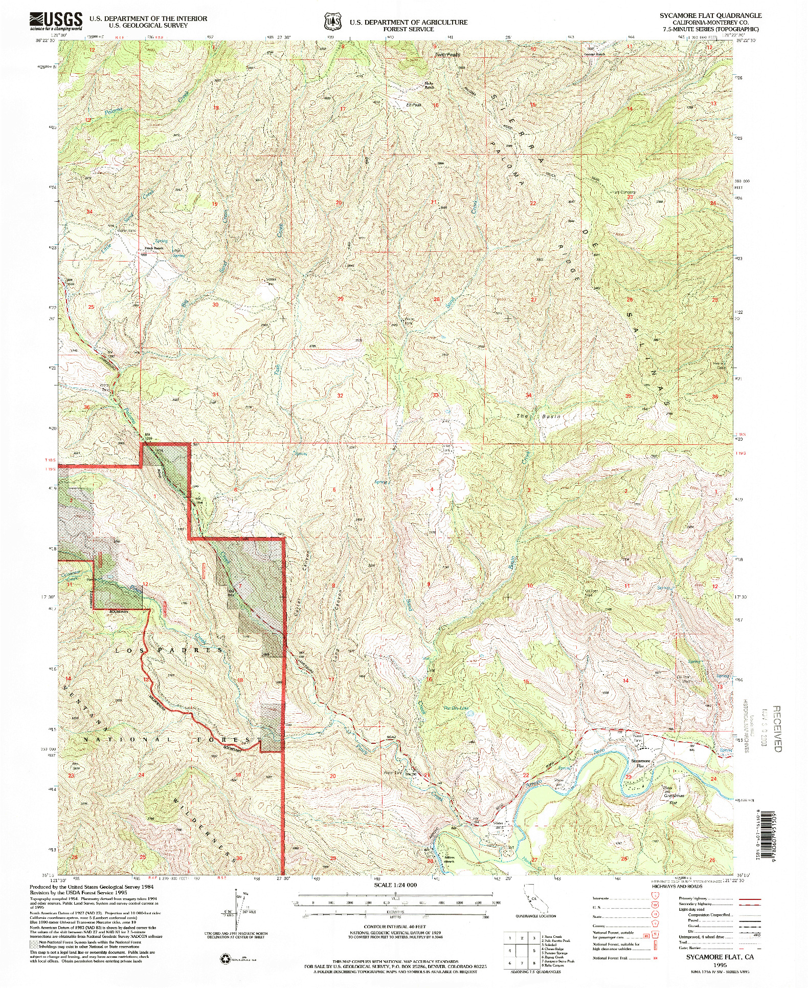 USGS 1:24000-SCALE QUADRANGLE FOR SYCAMORE FLAT, CA 1995