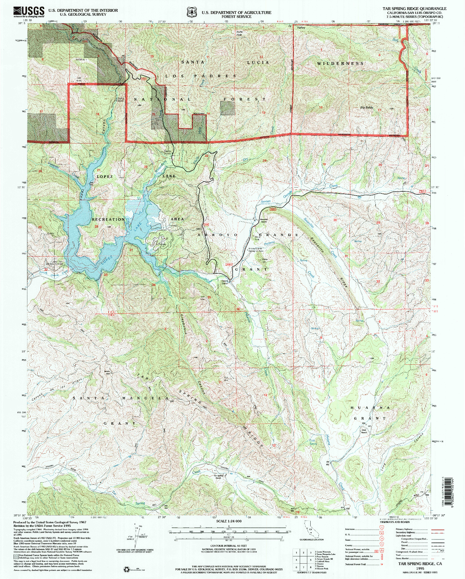 USGS 1:24000-SCALE QUADRANGLE FOR TAR SPRING RIDGE, CA 1995