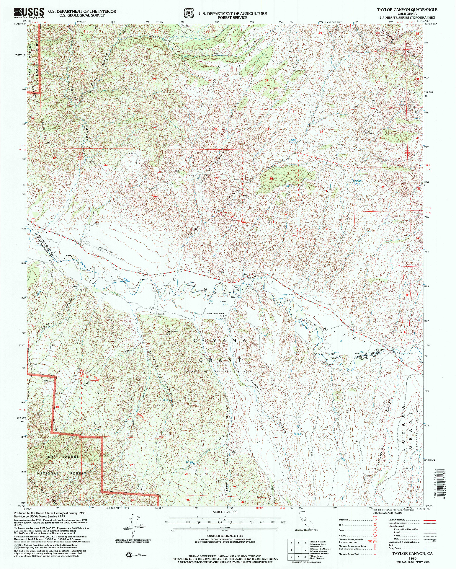 USGS 1:24000-SCALE QUADRANGLE FOR TAYLOR CANYON, CA 1995