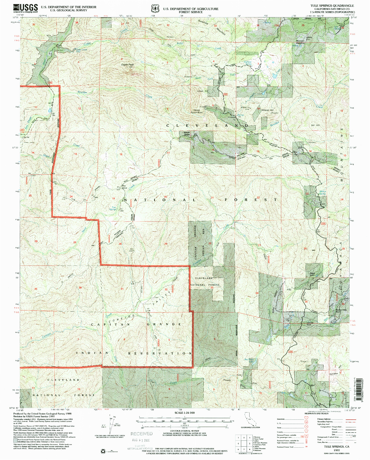 USGS 1:24000-SCALE QUADRANGLE FOR TULE SPRINGS, CA 1997