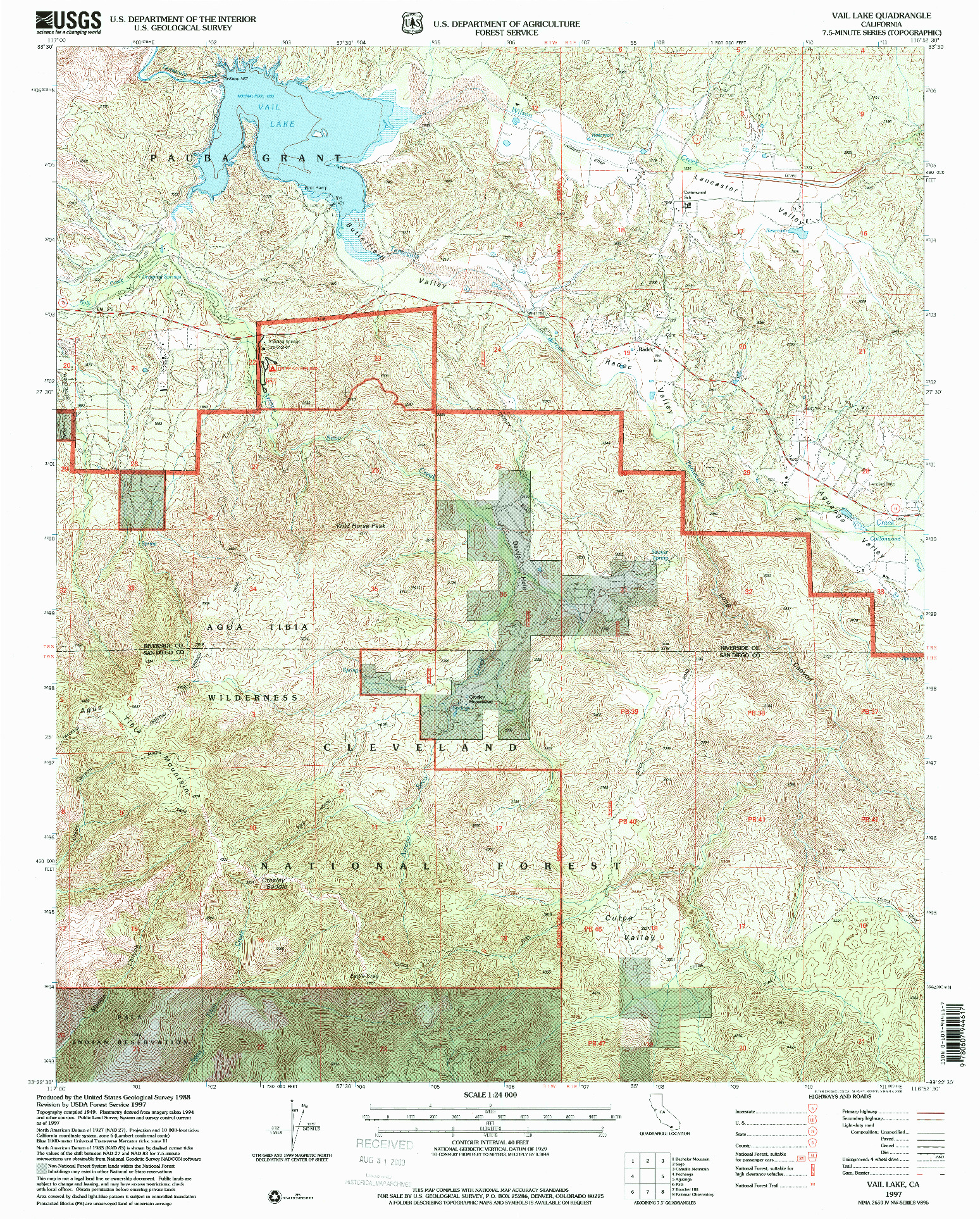 USGS 1:24000-SCALE QUADRANGLE FOR VAIL LAKE, CA 1997