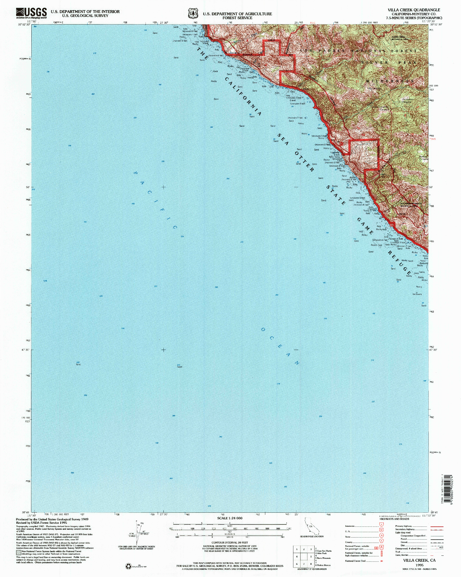 USGS 1:24000-SCALE QUADRANGLE FOR VILLA CREEK, CA 1995