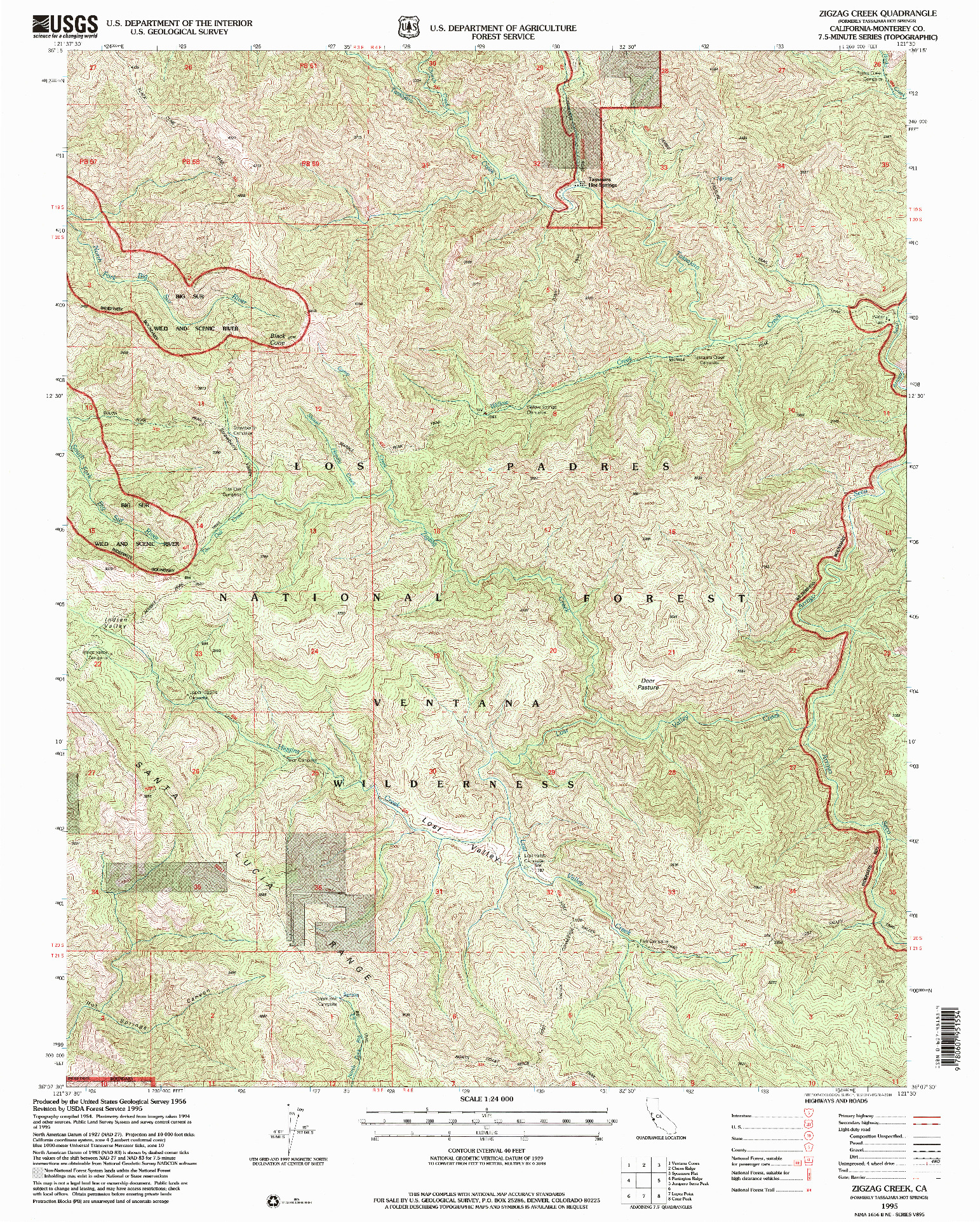 USGS 1:24000-SCALE QUADRANGLE FOR ZIGZAG CREEK, CA 1995