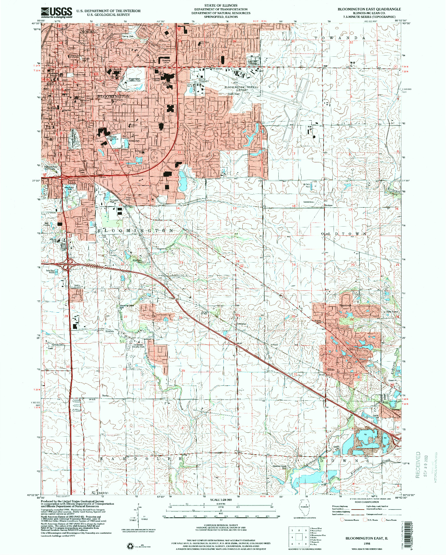 USGS 1:24000-SCALE QUADRANGLE FOR BLOOMINGTON EAST, IL 1998