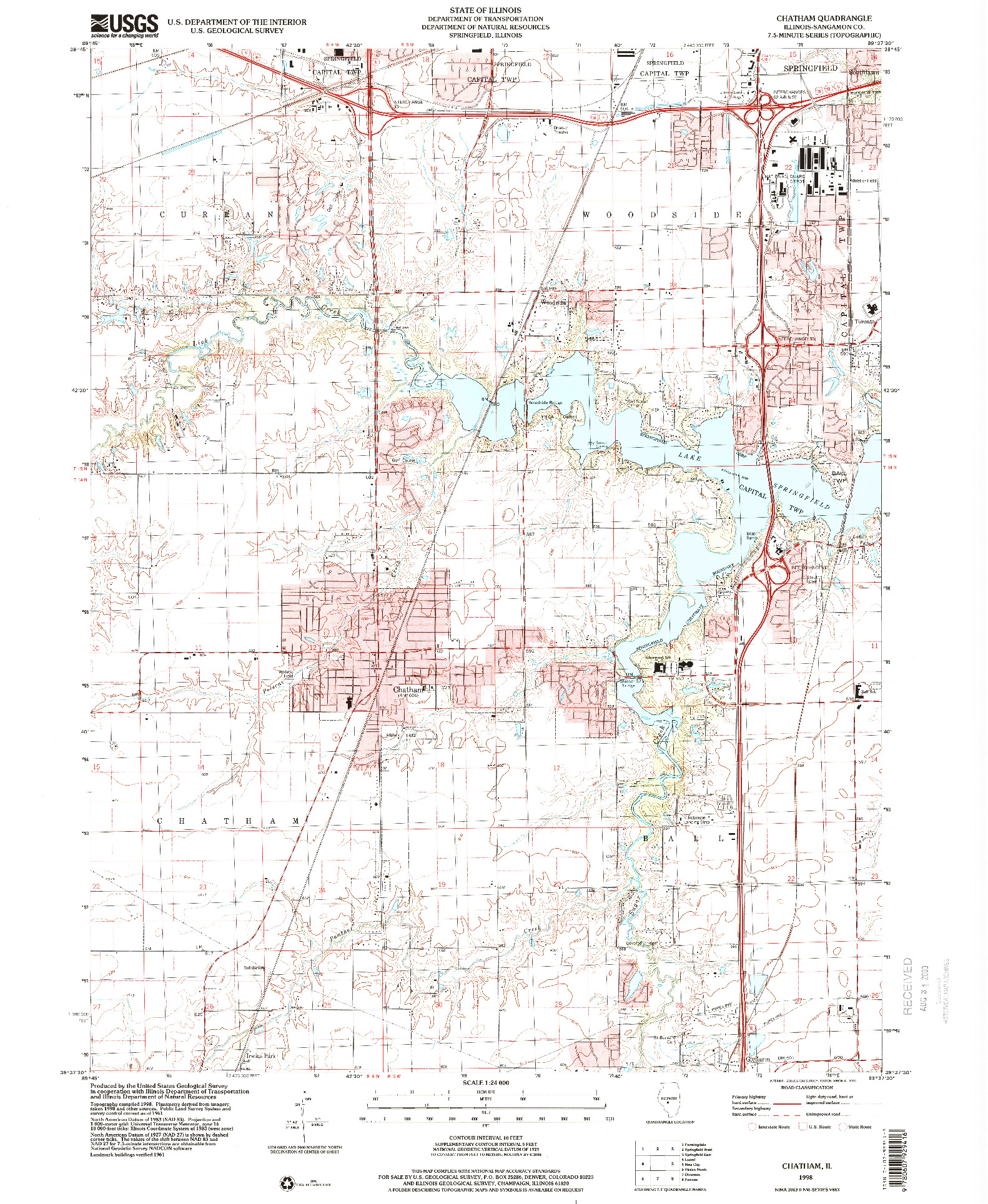 USGS 1:24000-SCALE QUADRANGLE FOR CHATHAM, IL 1998