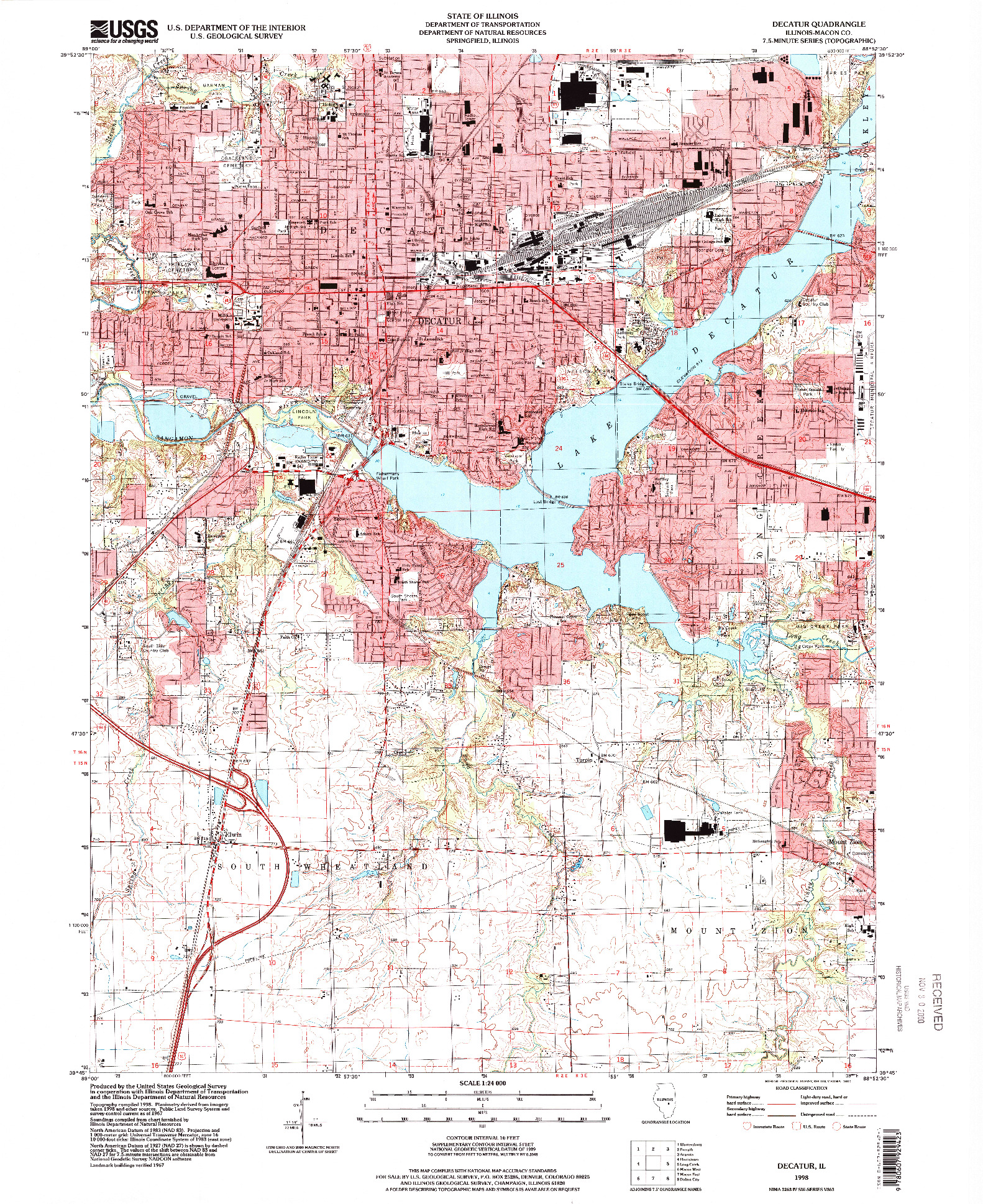 USGS 1:24000-SCALE QUADRANGLE FOR DECATUR, IL 1998