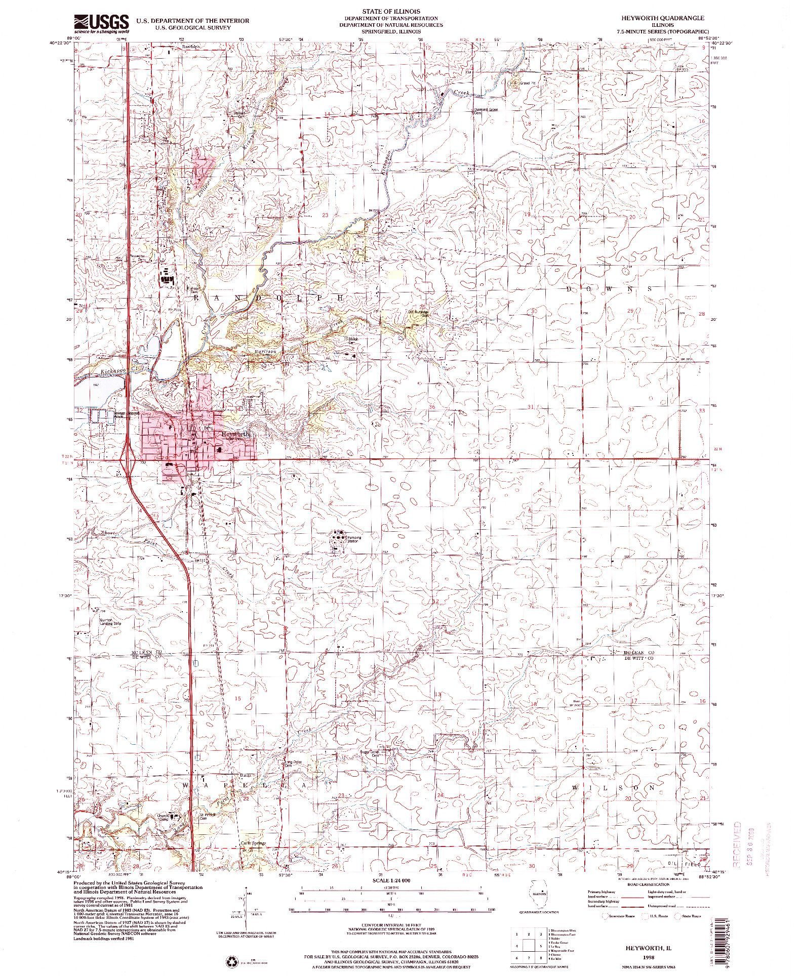 USGS 1:24000-SCALE QUADRANGLE FOR HEYWORTH, IL 1998