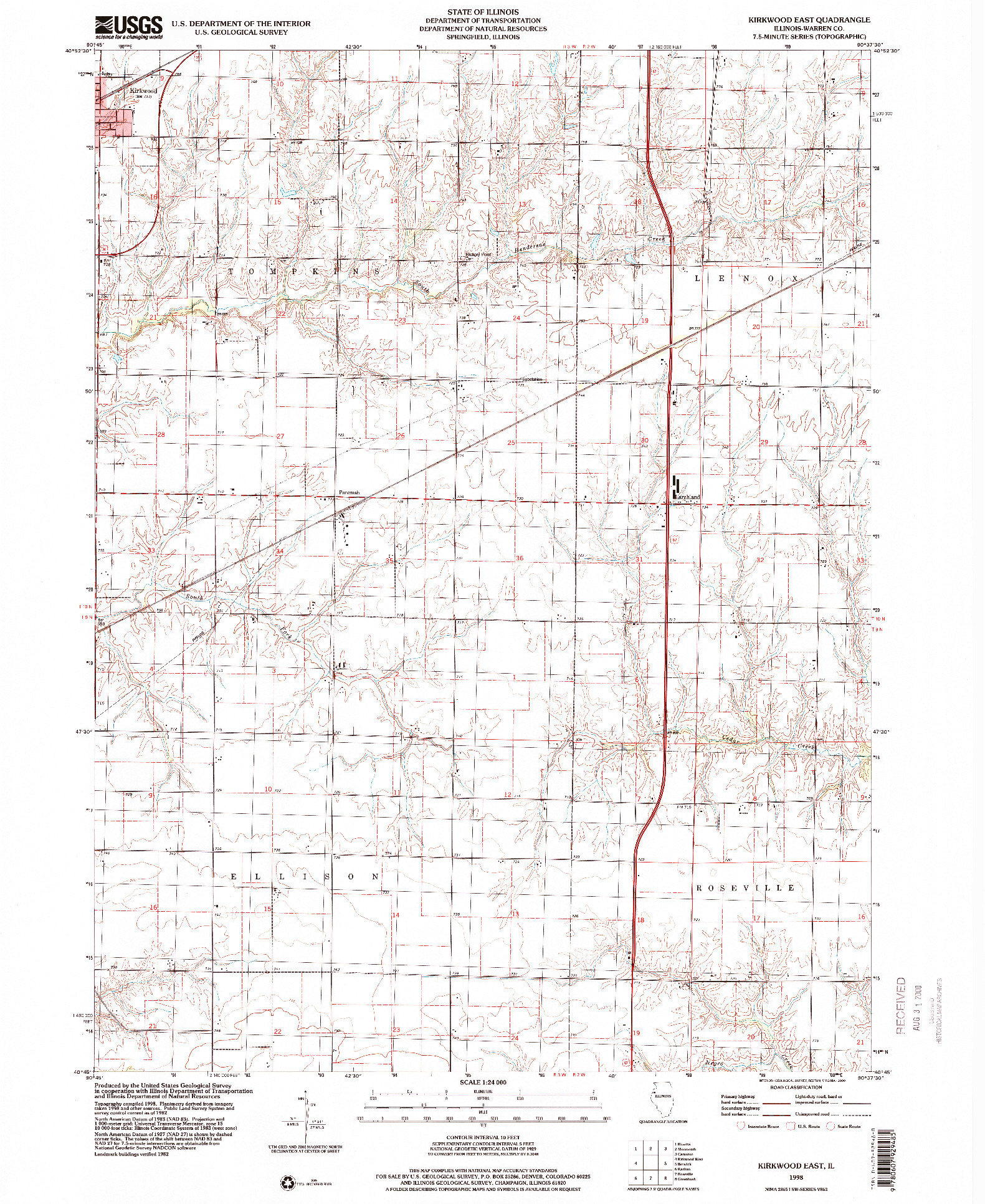 USGS 1:24000-SCALE QUADRANGLE FOR KIRKWOOD EAST, IL 1998