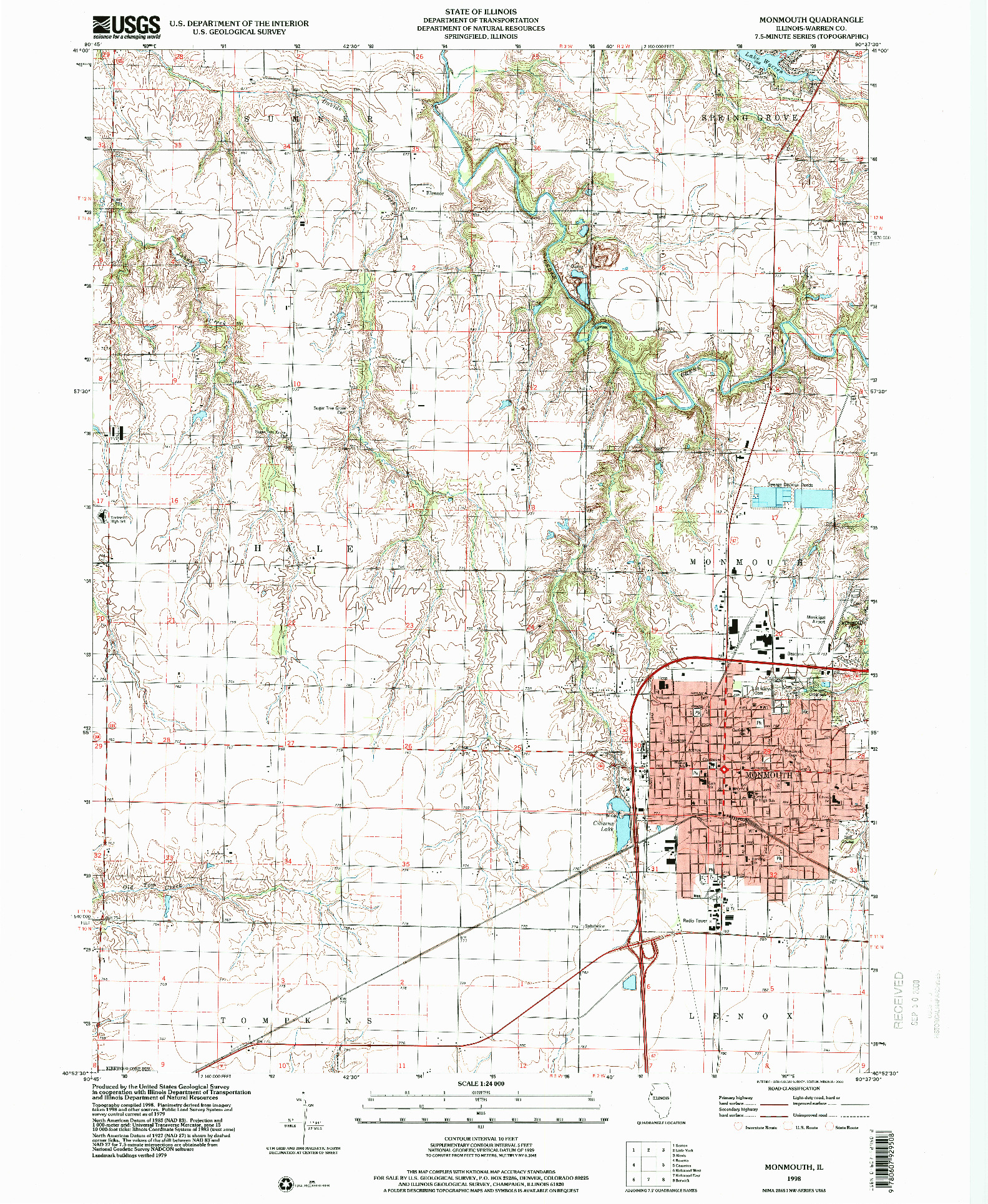 USGS 1:24000-SCALE QUADRANGLE FOR MONMOUTH, IL 1998
