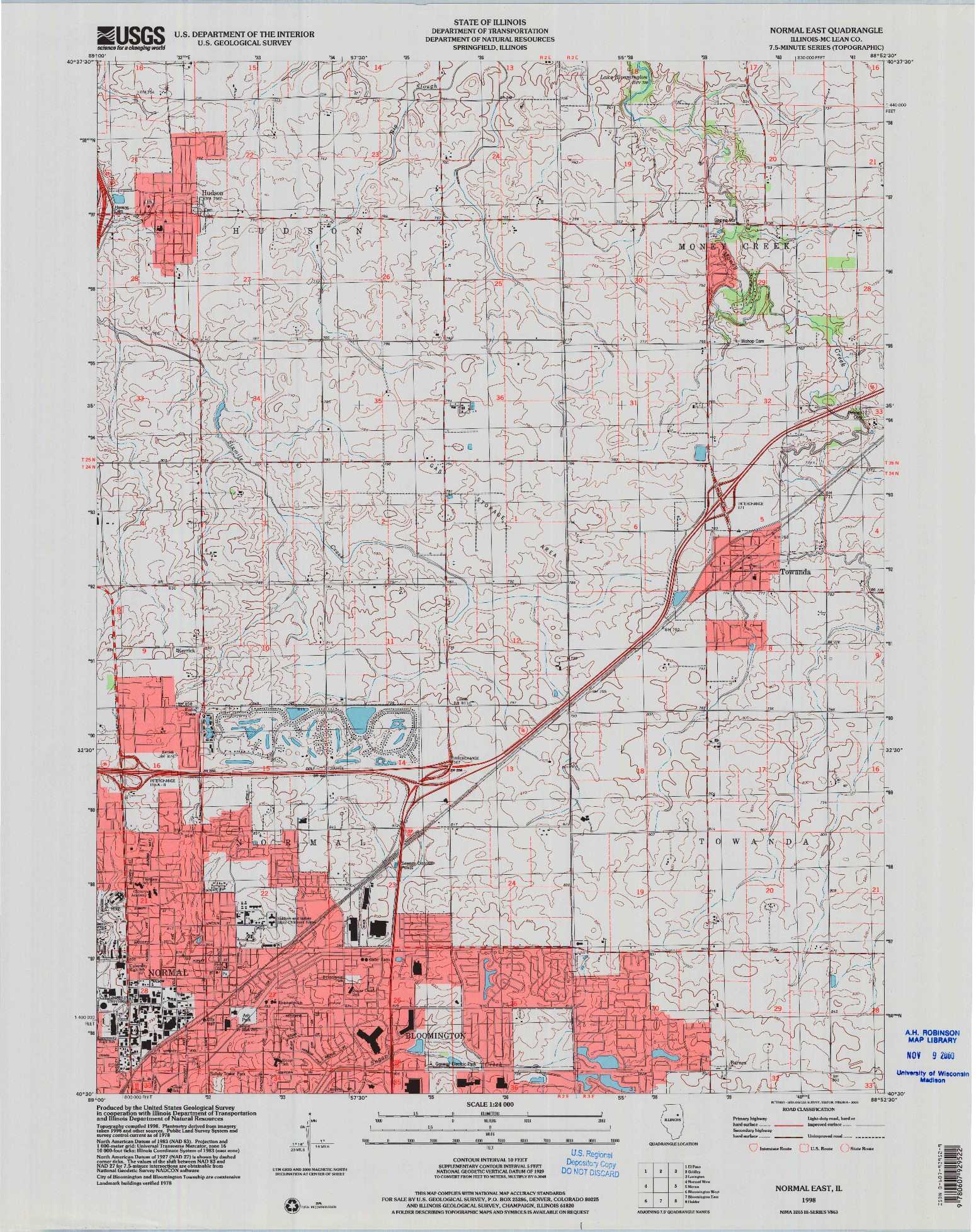 USGS 1:24000-SCALE QUADRANGLE FOR NORMAL EAST, IL 1998