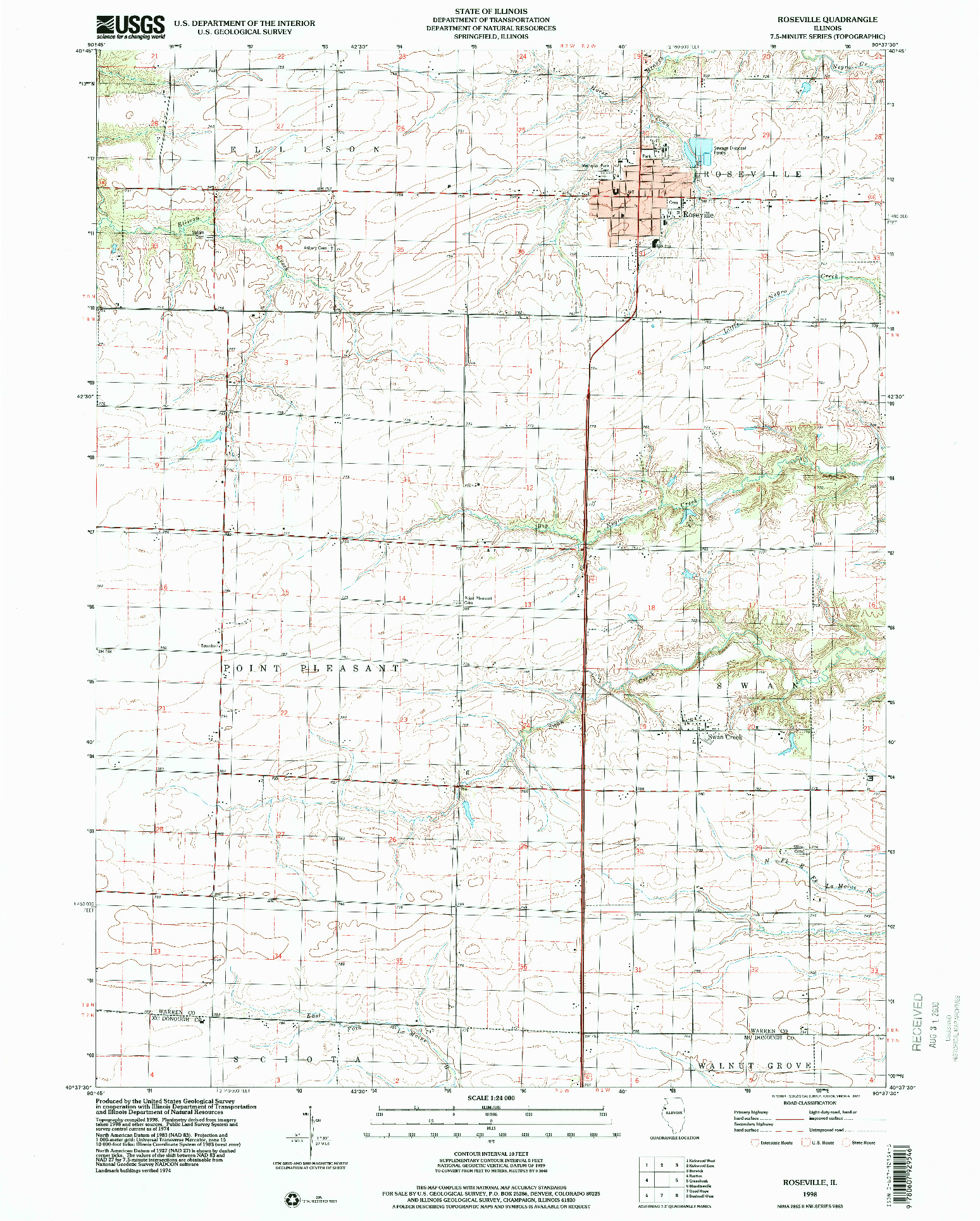 USGS 1:24000-SCALE QUADRANGLE FOR ROSEVILLE, IL 1998