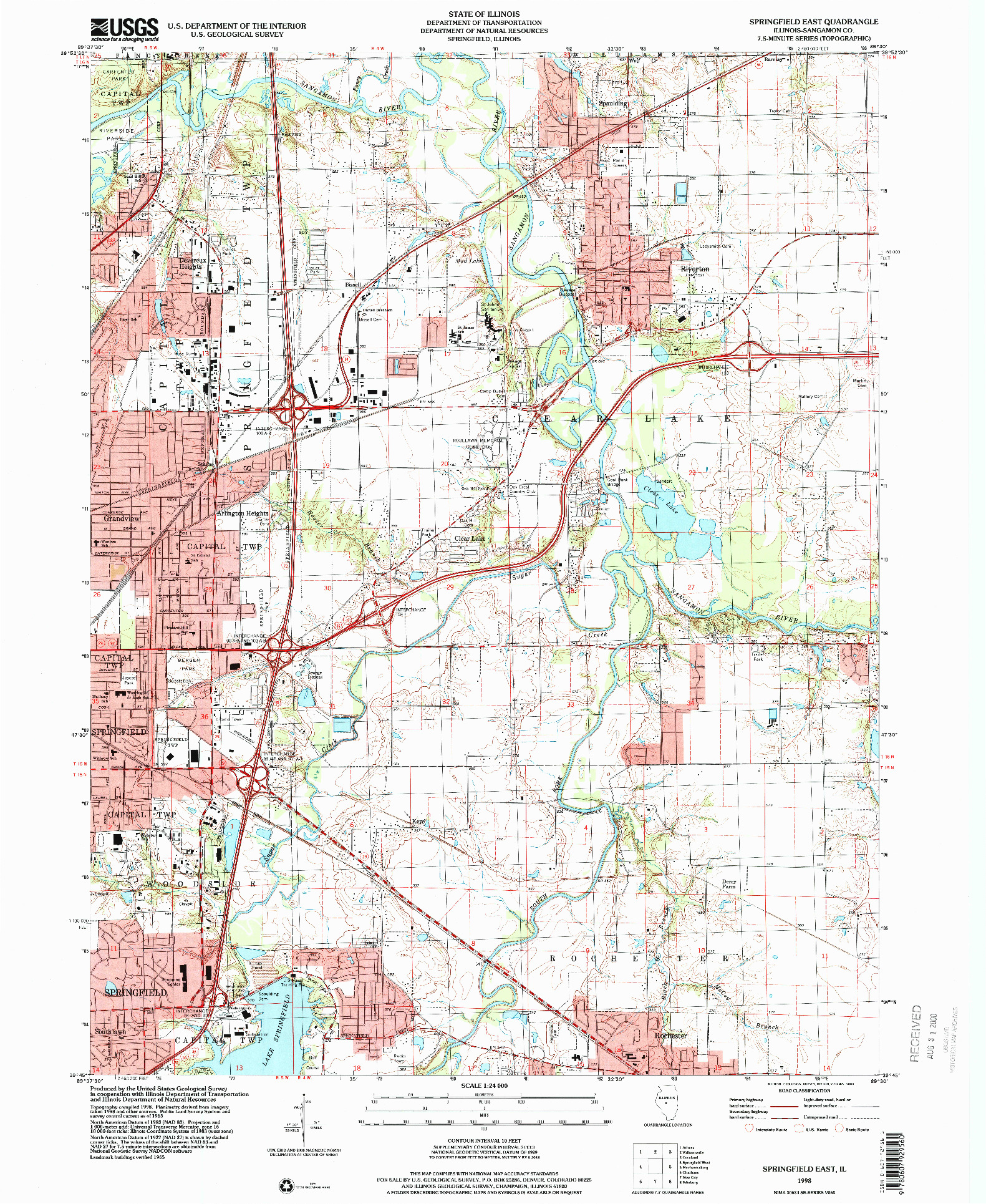 USGS 1:24000-SCALE QUADRANGLE FOR SPRINGFIELD EAST, IL 1998