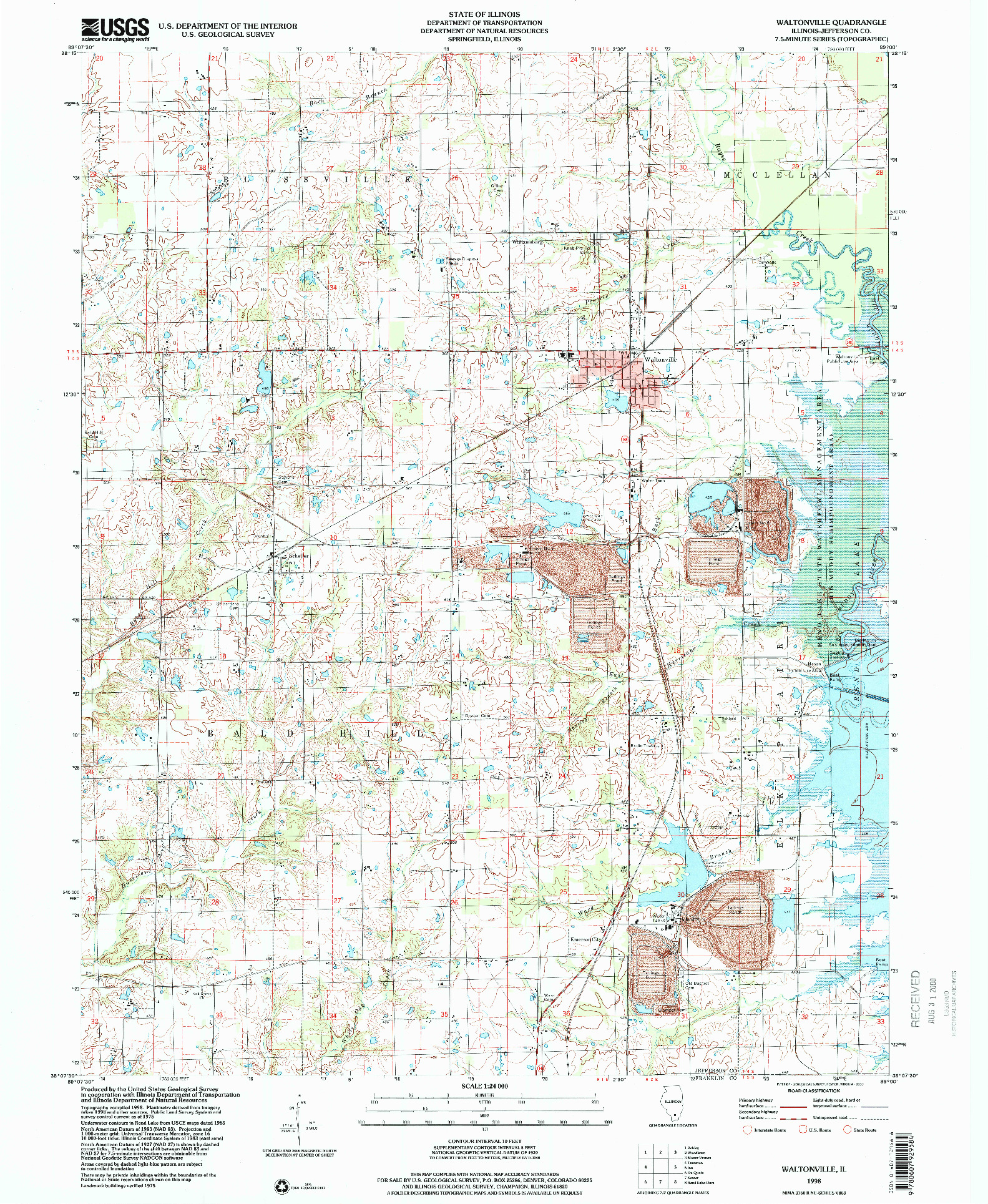 USGS 1:24000-SCALE QUADRANGLE FOR WALTONVILLE, IL 1998