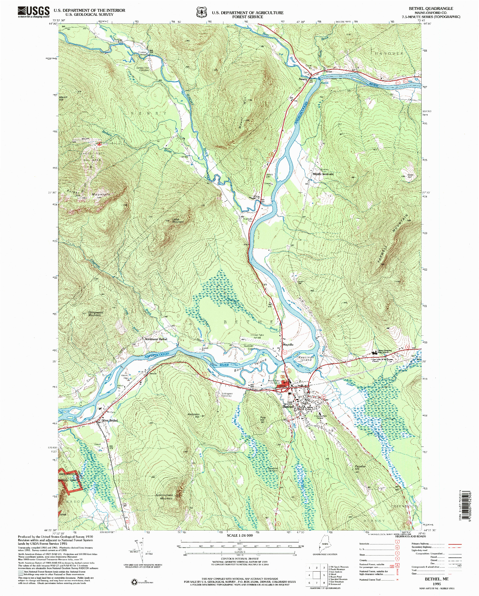 USGS 1:24000-SCALE QUADRANGLE FOR BETHEL, ME 1995