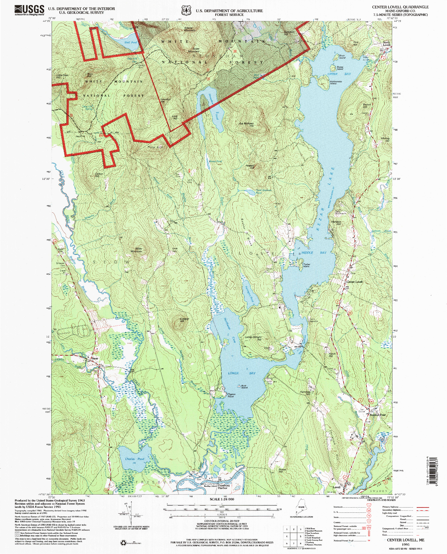 USGS 1:24000-SCALE QUADRANGLE FOR CENTER LOVELL, ME 1995