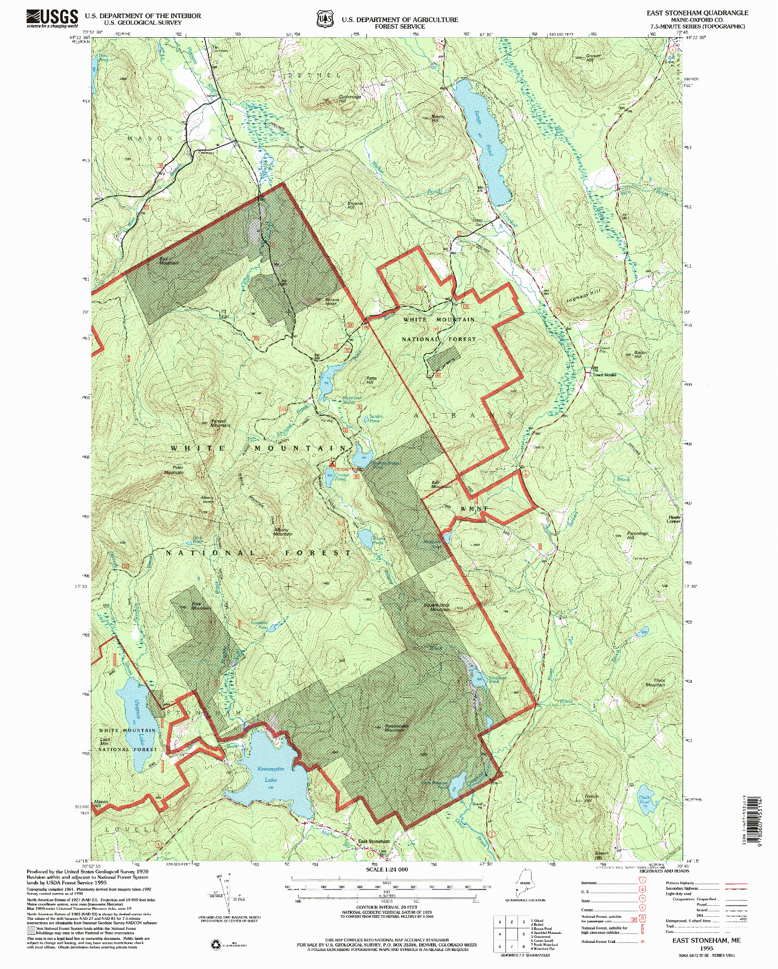 USGS 1:24000-SCALE QUADRANGLE FOR EAST STONEHAM, ME 1995