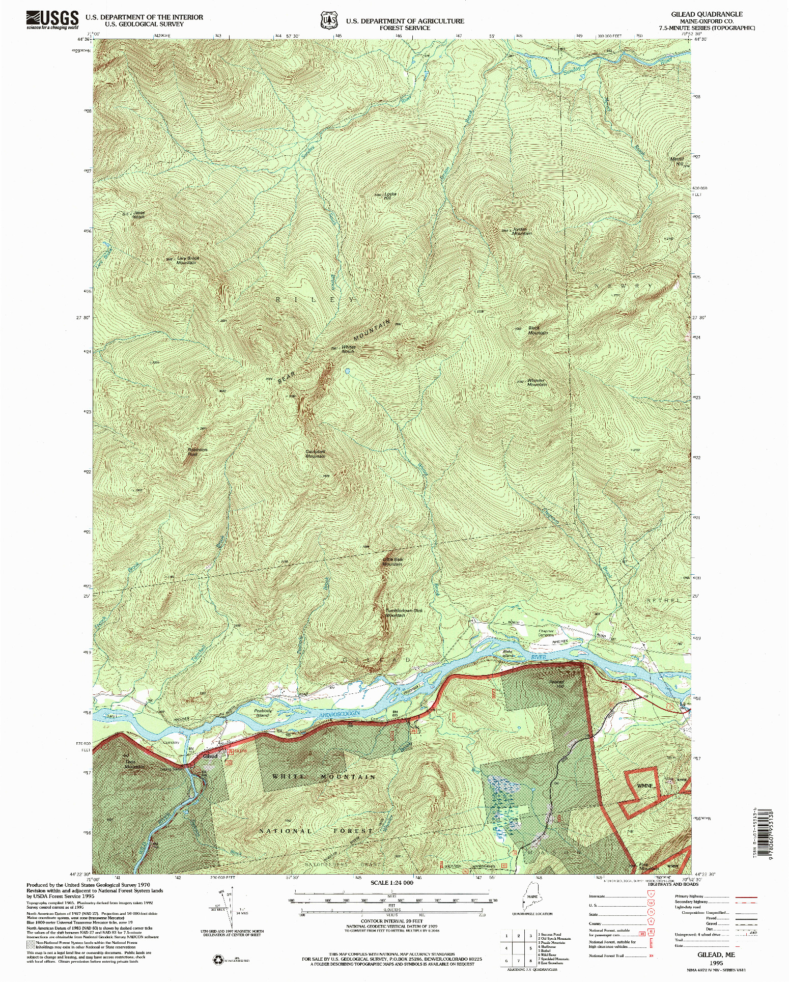 USGS 1:24000-SCALE QUADRANGLE FOR GILEAD, ME 1995