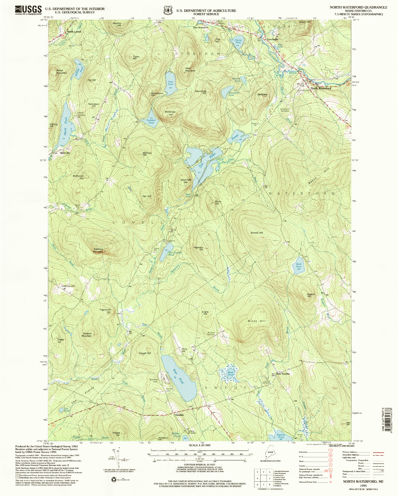 USGS 1:24000-SCALE QUADRANGLE FOR NORTH WATERFORD, ME 1995