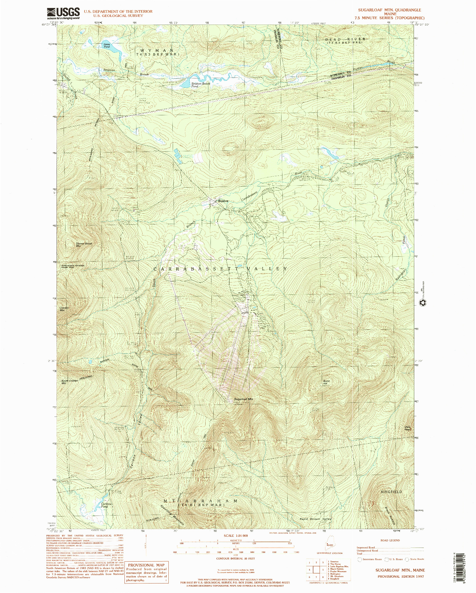 USGS 1:24000-SCALE QUADRANGLE FOR SUGARLOAF MTN, ME 1997