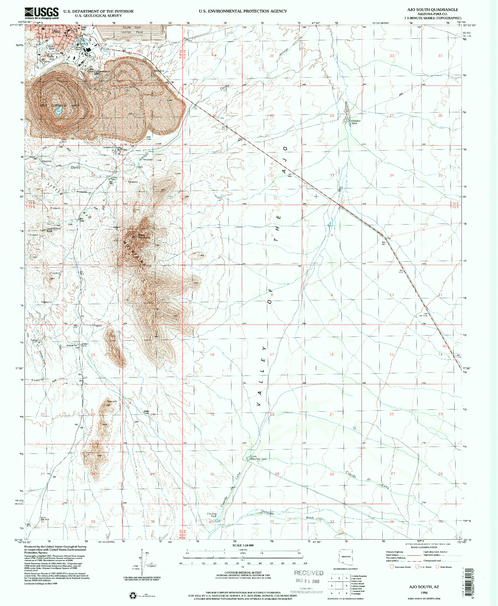 USGS 1:24000-SCALE QUADRANGLE FOR AJO SOUTH, AZ 1996