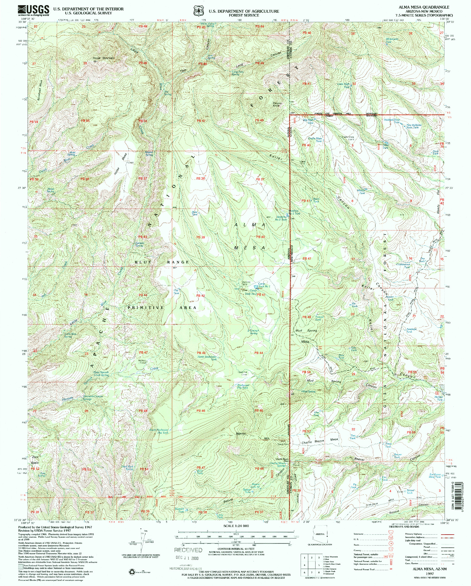 USGS 1:24000-SCALE QUADRANGLE FOR ALMA MESA, AZ 1997