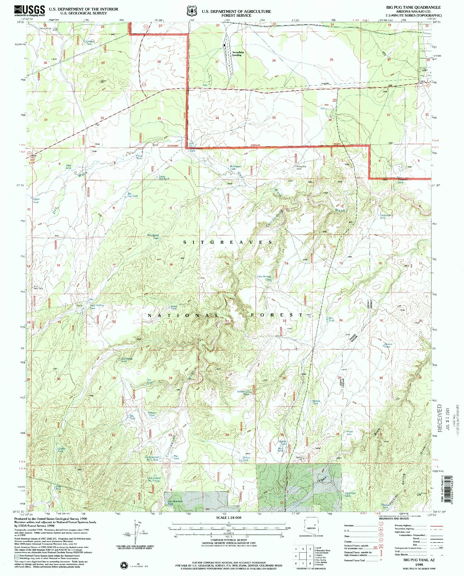 USGS 1:24000-SCALE QUADRANGLE FOR BIG PUG TANK, AZ 1998
