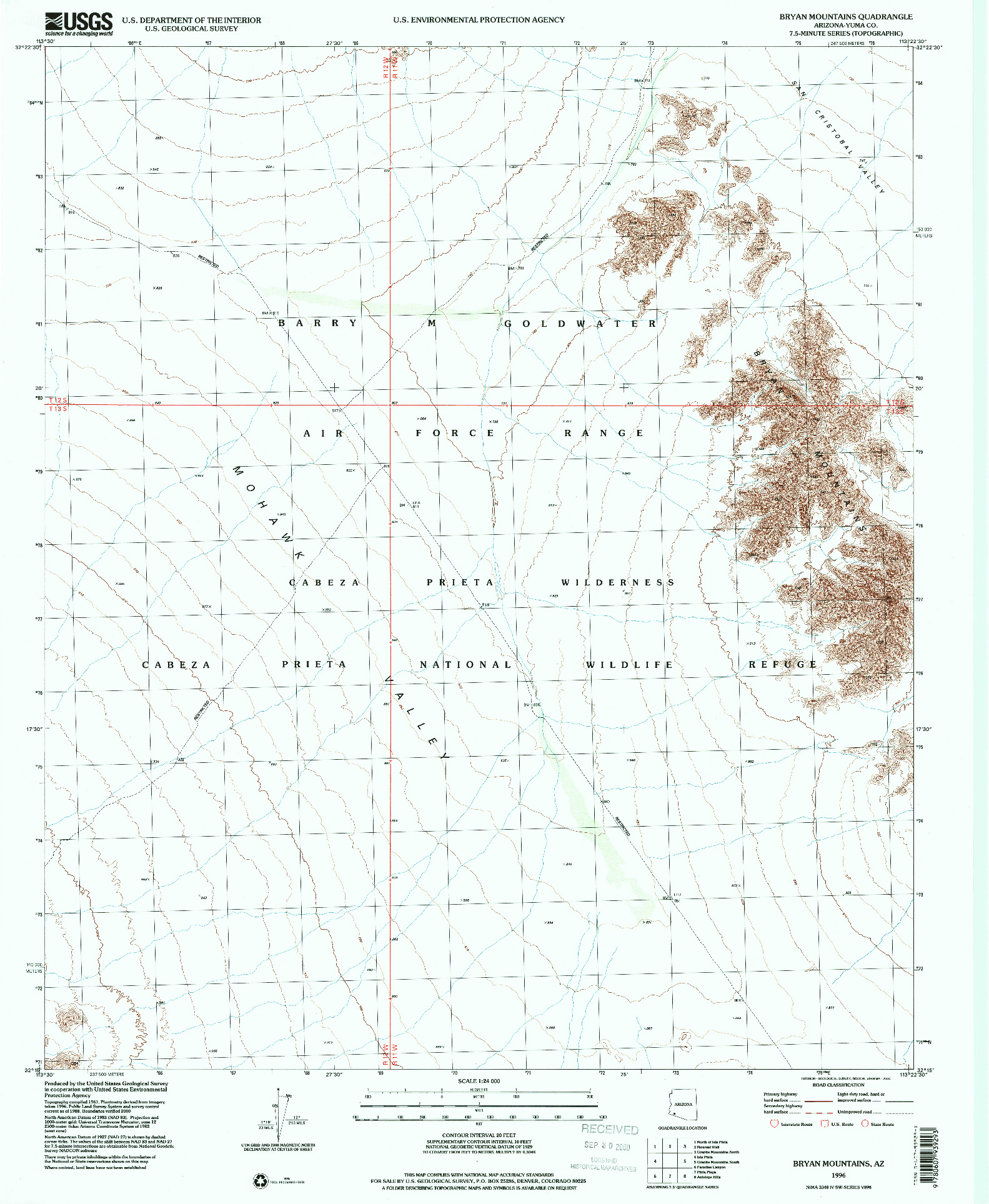 USGS 1:24000-SCALE QUADRANGLE FOR BRYAN MOUNTAINS, AZ 1996