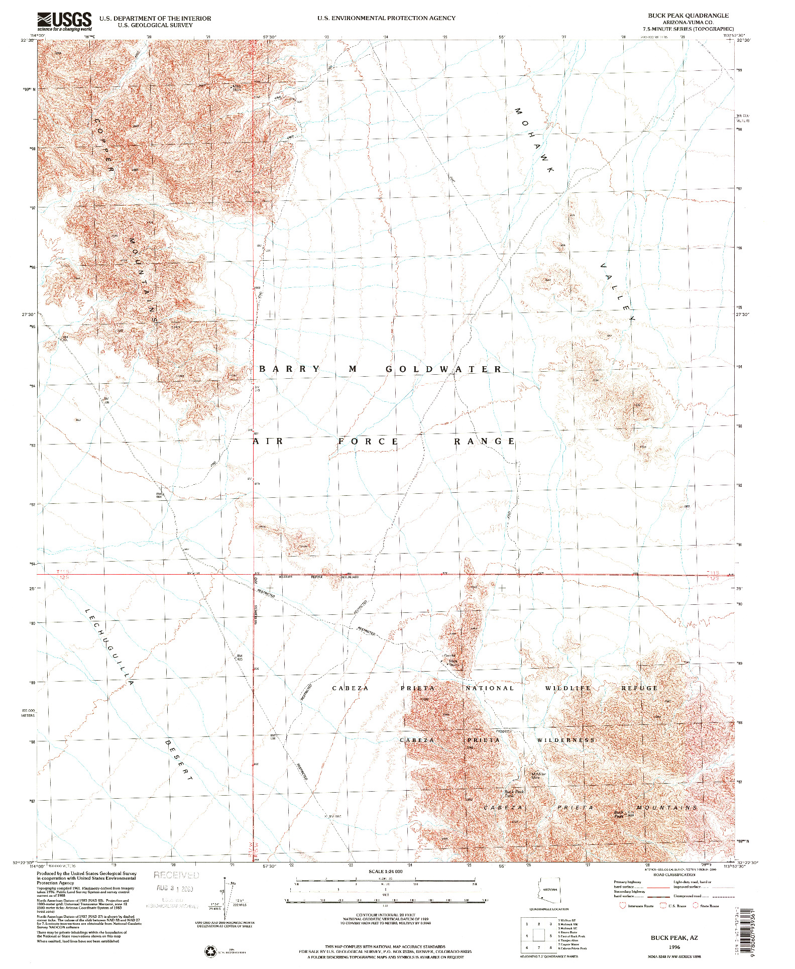 USGS 1:24000-SCALE QUADRANGLE FOR BUCK PEAK, AZ 1996