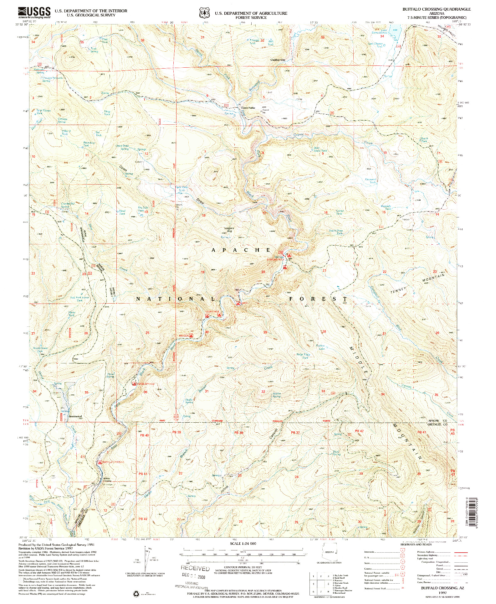 USGS 1:24000-SCALE QUADRANGLE FOR BUFFALO CROSSING, AZ 1997