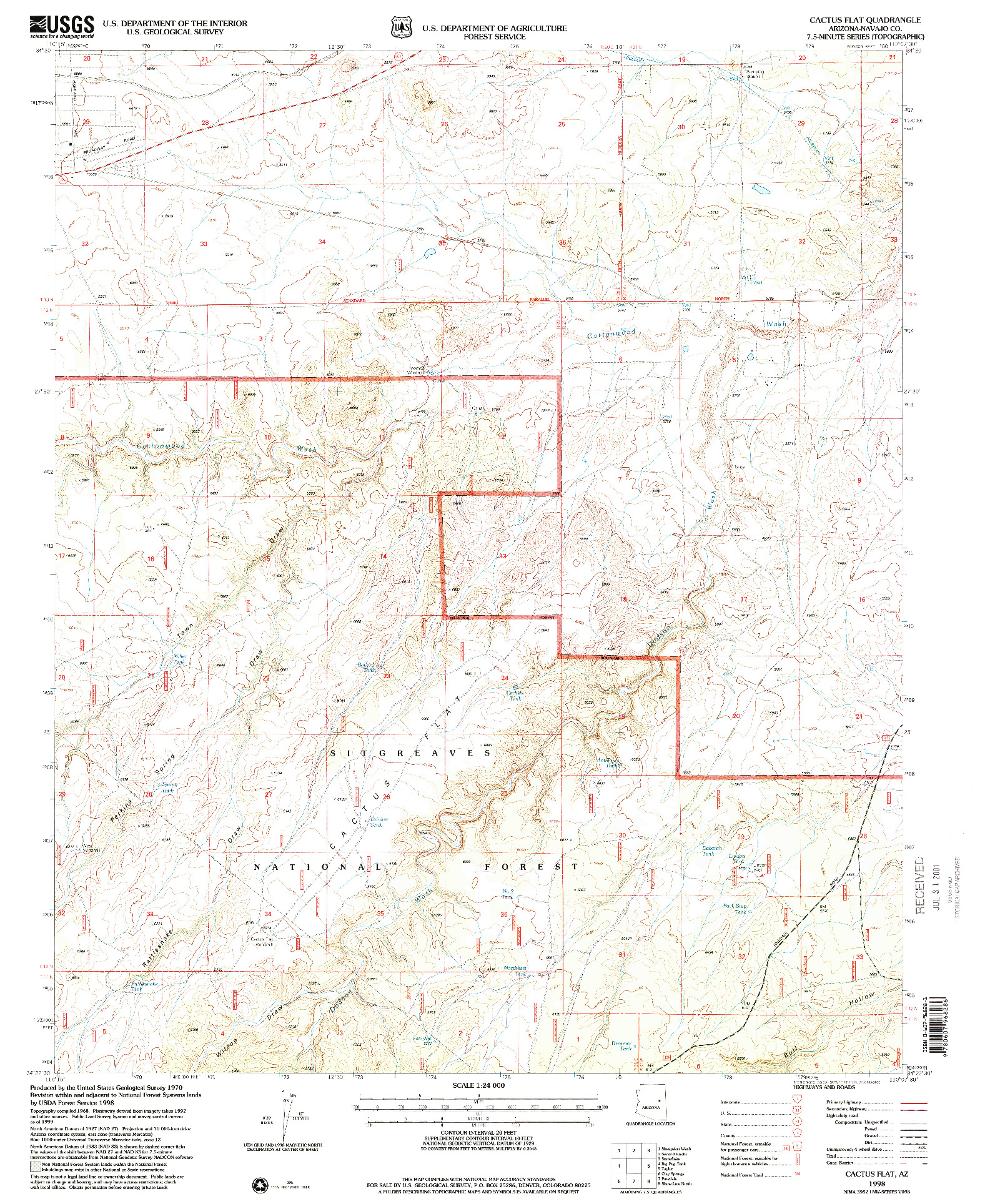 USGS 1:24000-SCALE QUADRANGLE FOR CACTUS FLAT, AZ 1998
