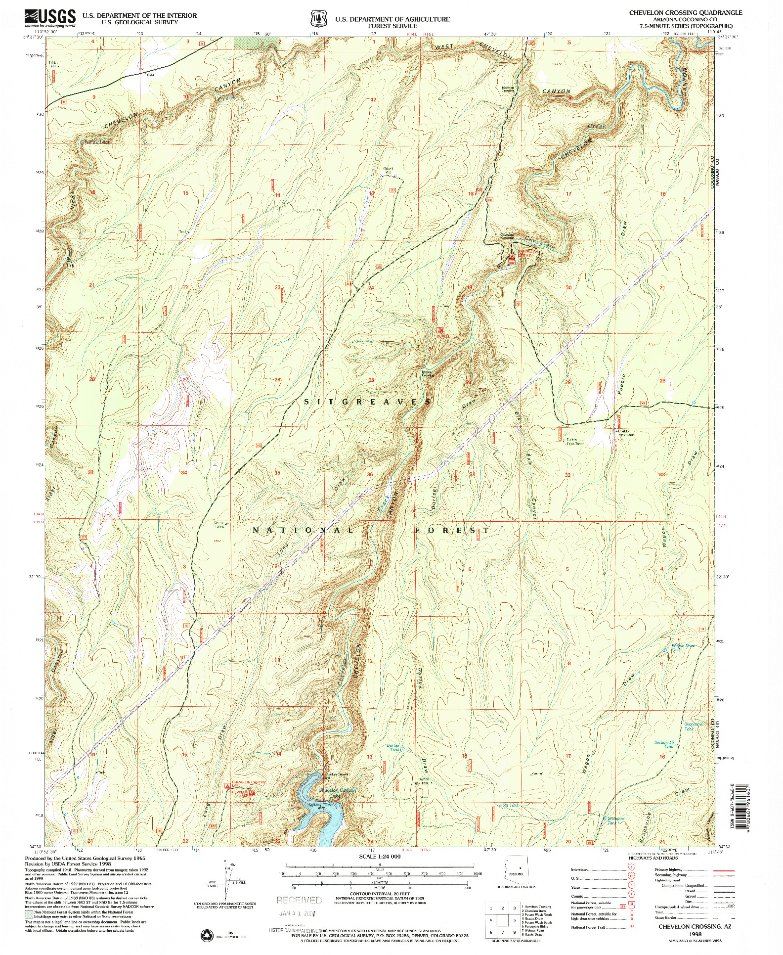 USGS 1:24000-SCALE QUADRANGLE FOR CHEVELON CROSSING, AZ 1998
