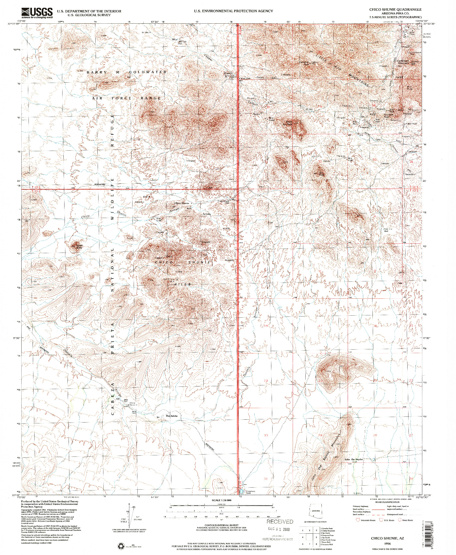 USGS 1:24000-SCALE QUADRANGLE FOR CHICO SHUNIE, AZ 1996