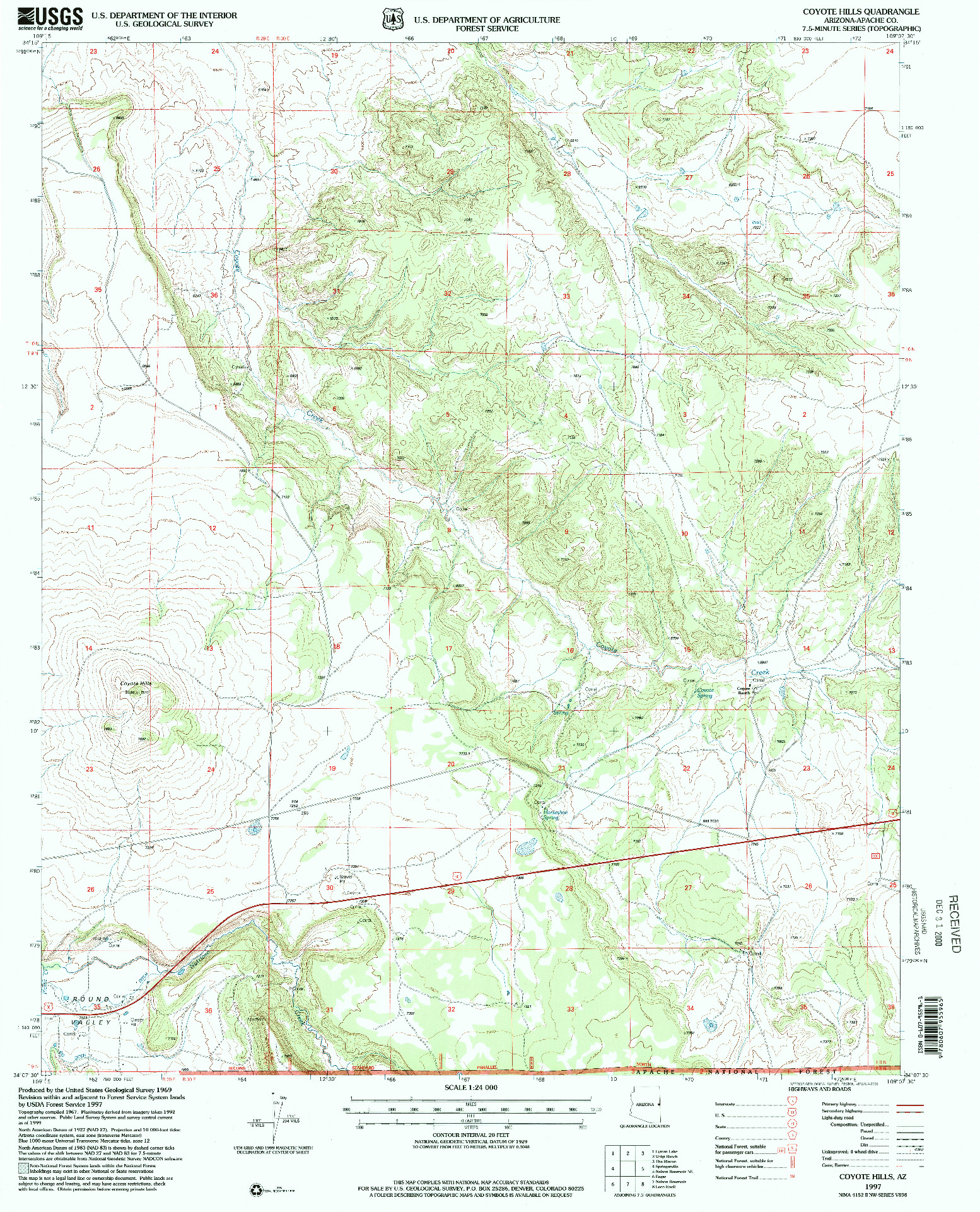 USGS 1:24000-SCALE QUADRANGLE FOR COYOTE HILLS, AZ 1997