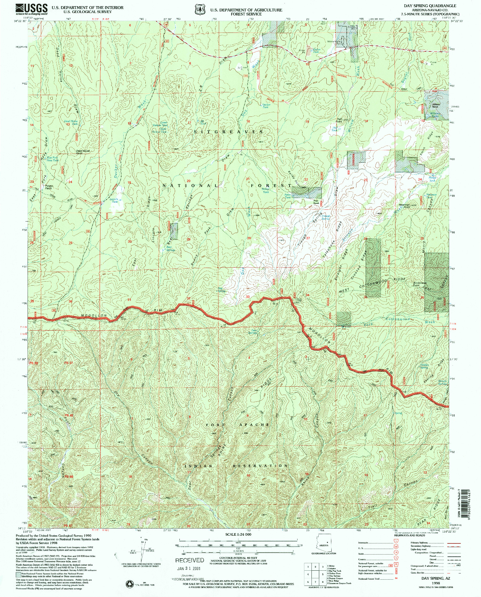 USGS 1:24000-SCALE QUADRANGLE FOR DAY SPRING, AZ 1998