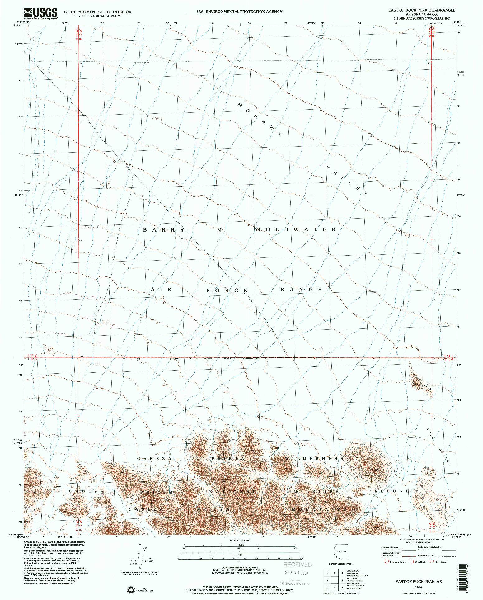 USGS 1:24000-SCALE QUADRANGLE FOR EAST OF BUCK PEAK, AZ 1996