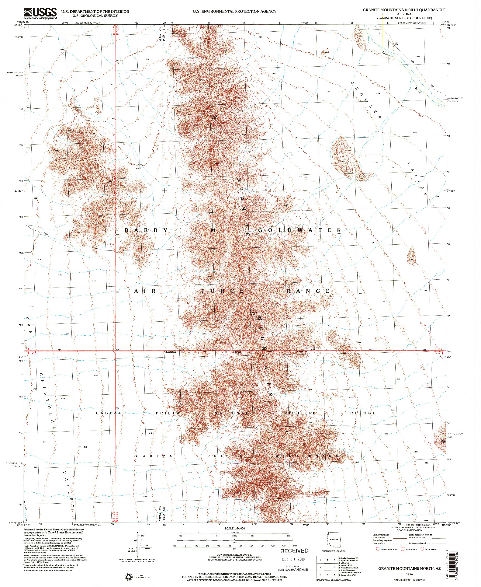 USGS 1:24000-SCALE QUADRANGLE FOR GRANITE MOUNTAINS NORTH, AZ 1996