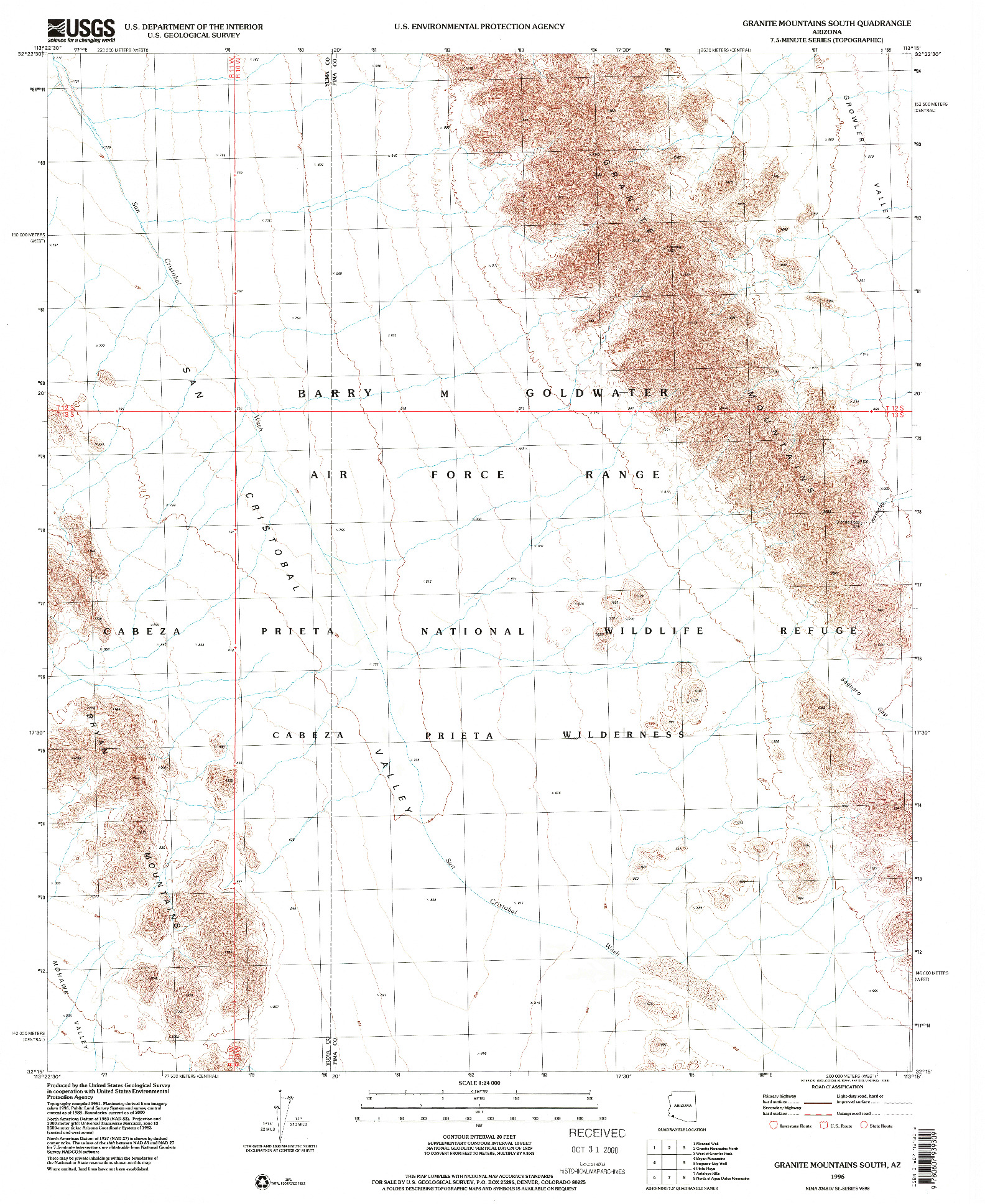 USGS 1:24000-SCALE QUADRANGLE FOR GRANITE MOUNTAINS SOUTH, AZ 1996