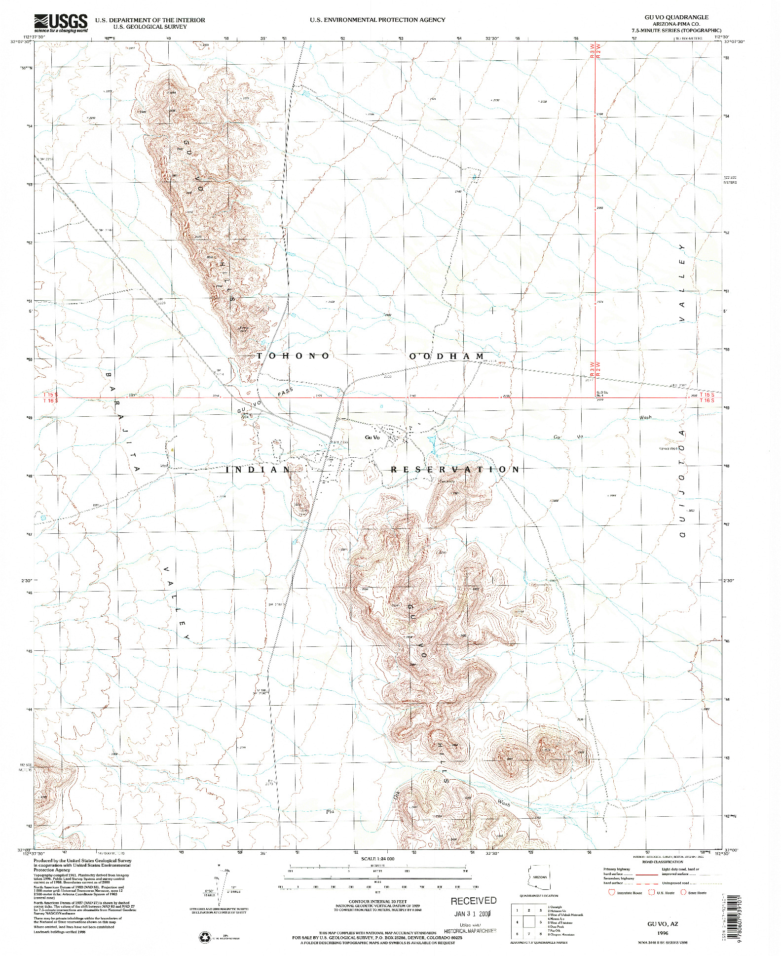 USGS 1:24000-SCALE QUADRANGLE FOR GU VO, AZ 1996