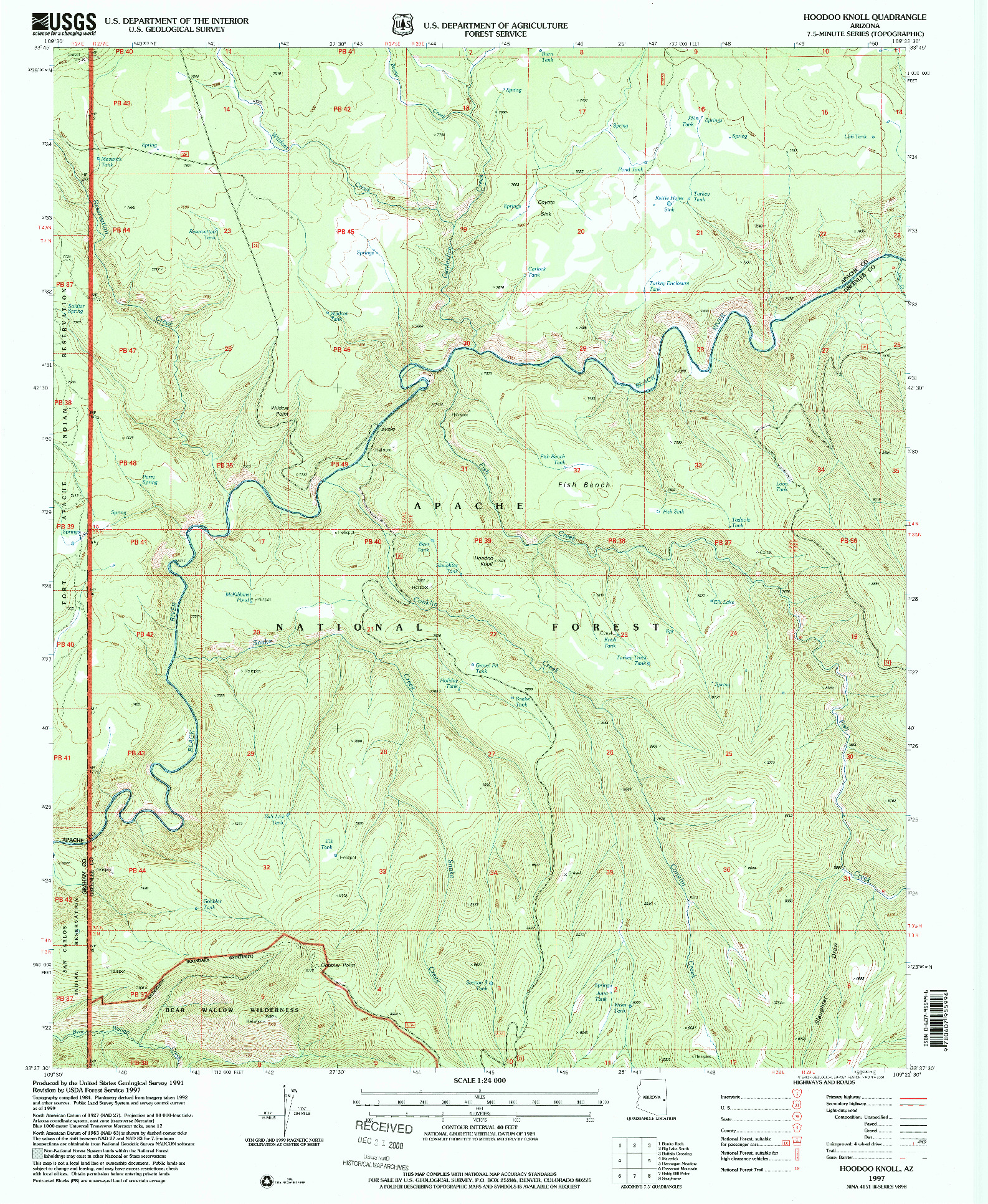 USGS 1:24000-SCALE QUADRANGLE FOR HOODOO KNOLL, AZ 1997
