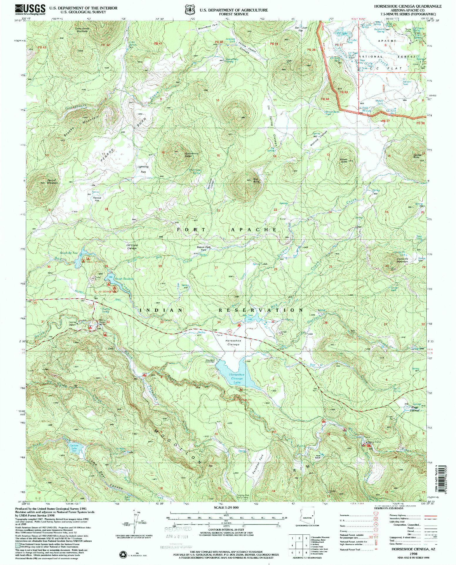USGS 1:24000-SCALE QUADRANGLE FOR HORSESHOE CIENEGA, AZ 1998